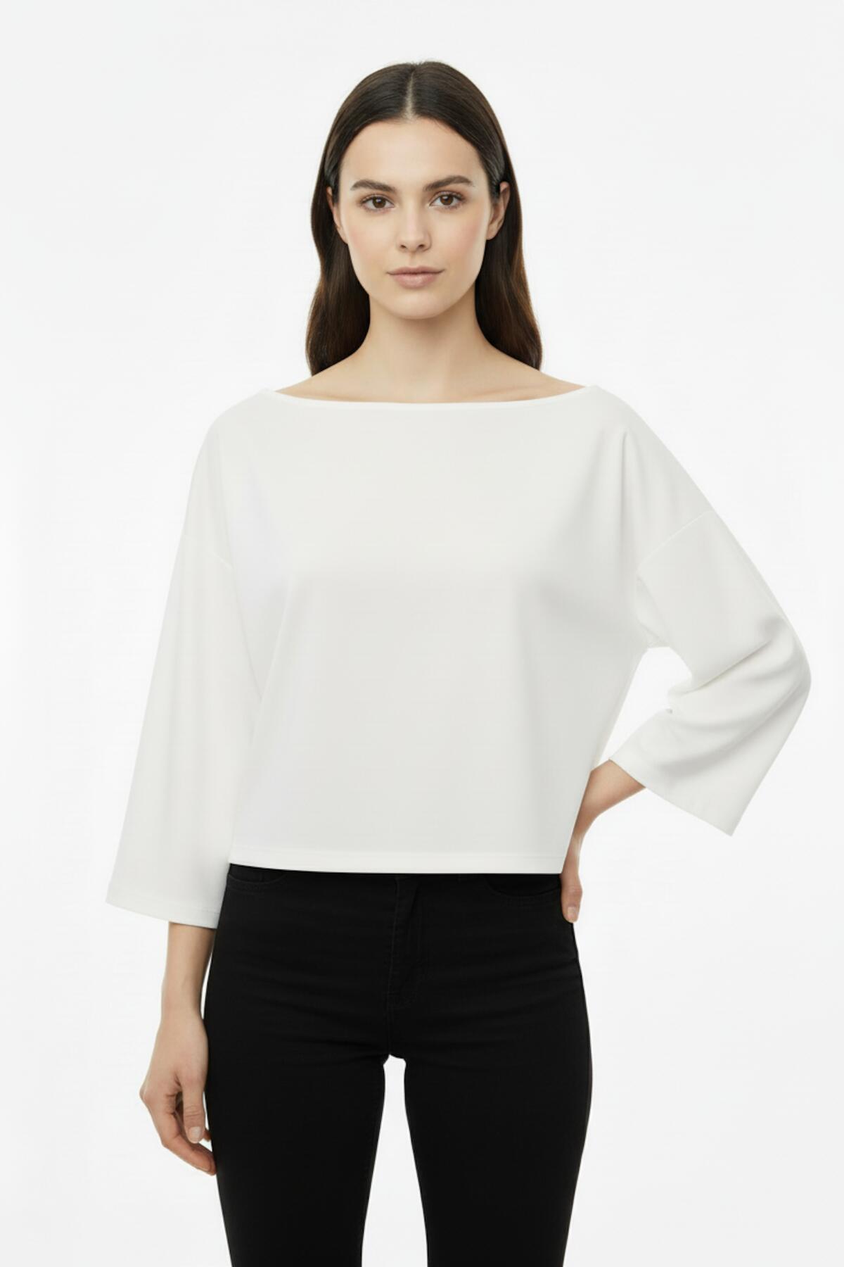 Dropped - Shoulder Wide - Fit Blouse — Off - White