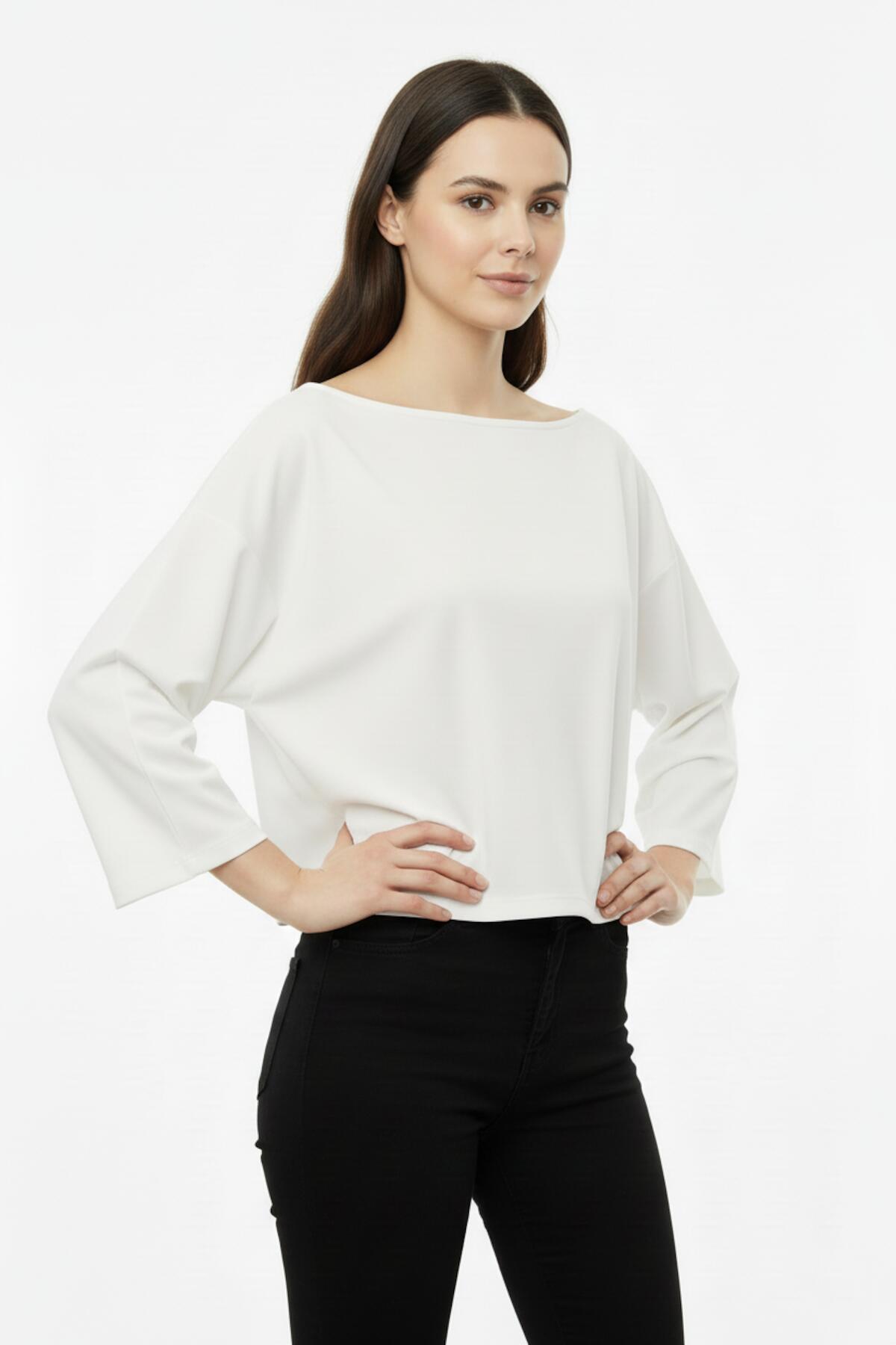 Dropped - Shoulder Wide - Fit Blouse — Off - White