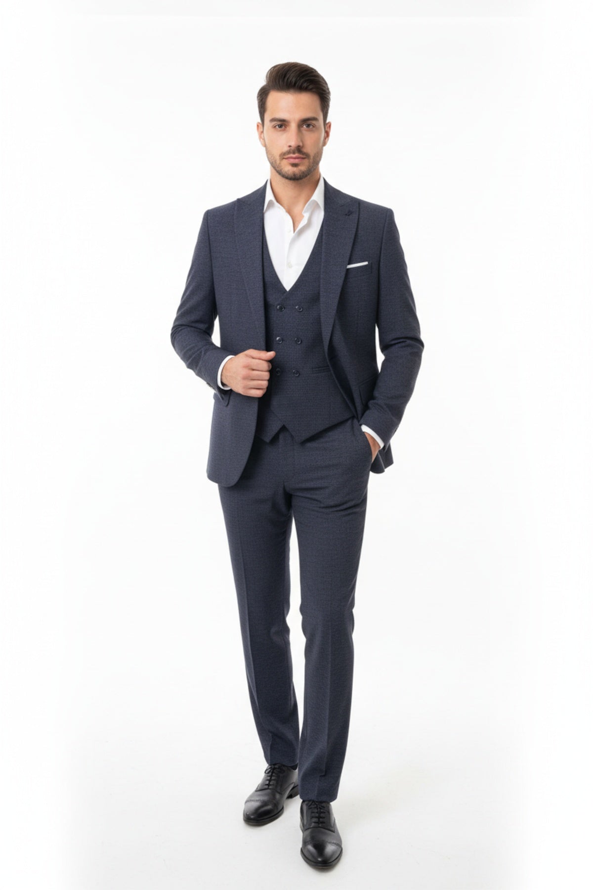 Zegna Flecked 3 - Piece Suit — Navy