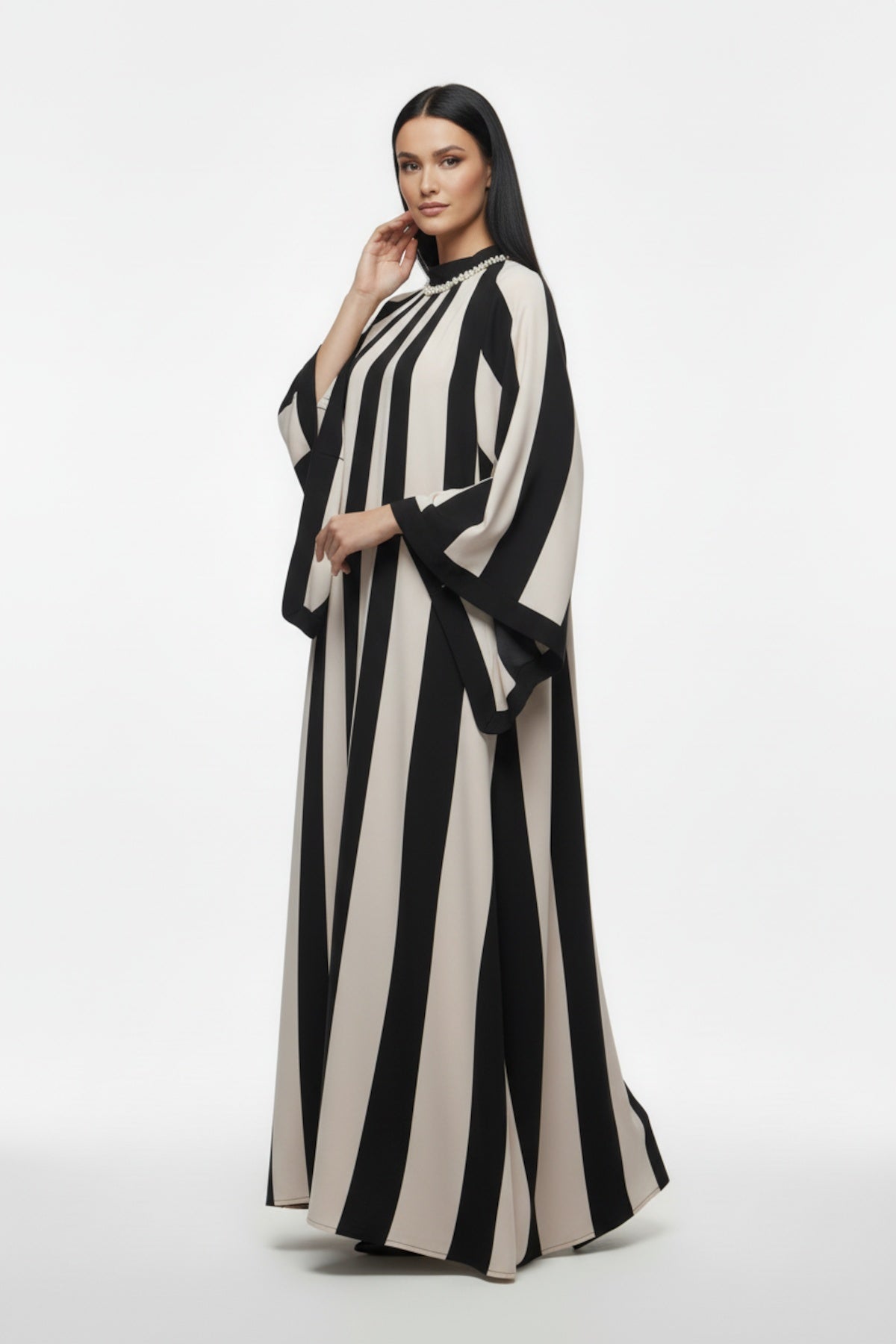 Light Grey Dolman Dress With Neck Detail — Plus Size
