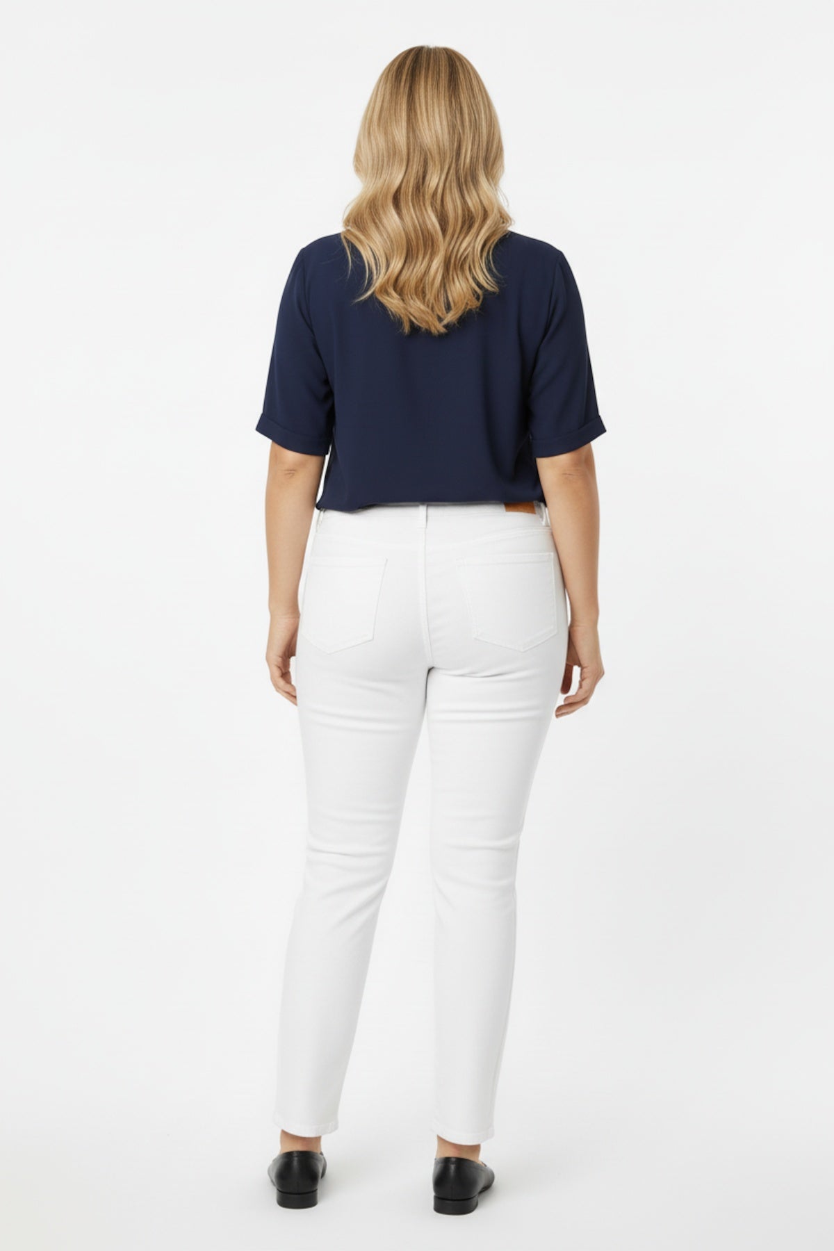 Plus - Size Cotton - Stretch Trousers — Off‑White