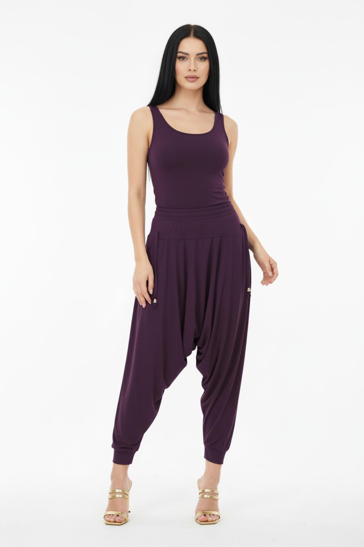 Plus - Size Sandy Trousers — Purple