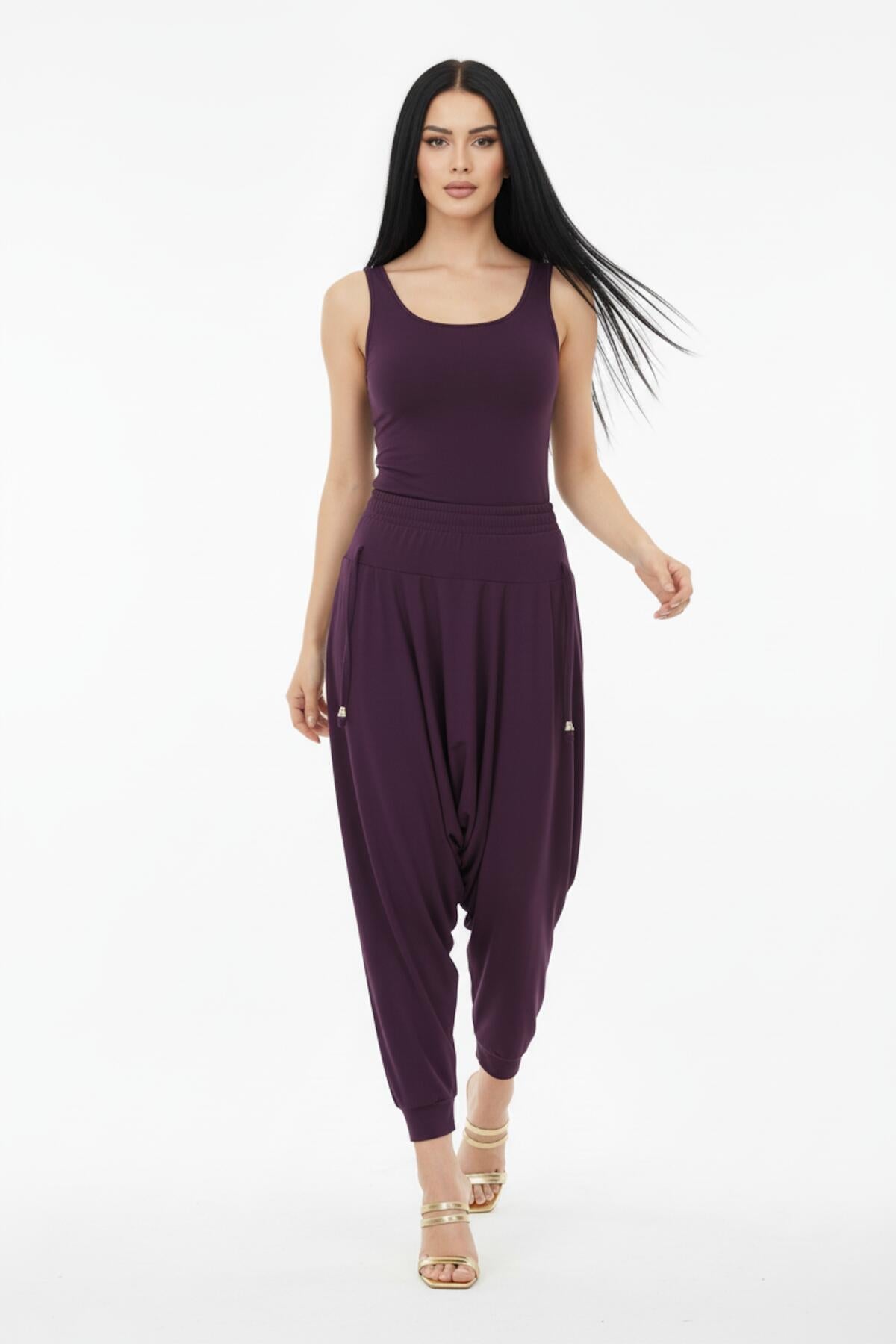 Plus - Size Sandy Trousers — Purple
