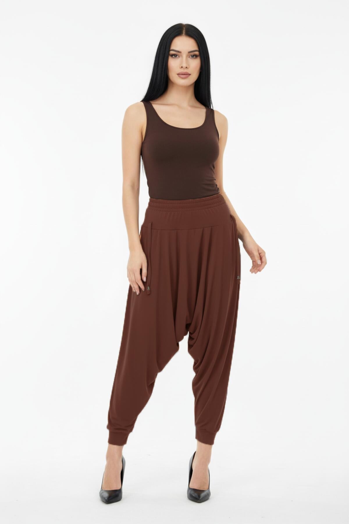 Plus - Size Sandy Trousers — Cognac