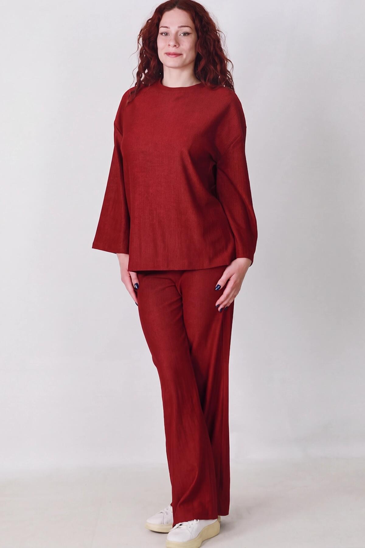 Burgundy Wide - Sleeve Two - Piece Set