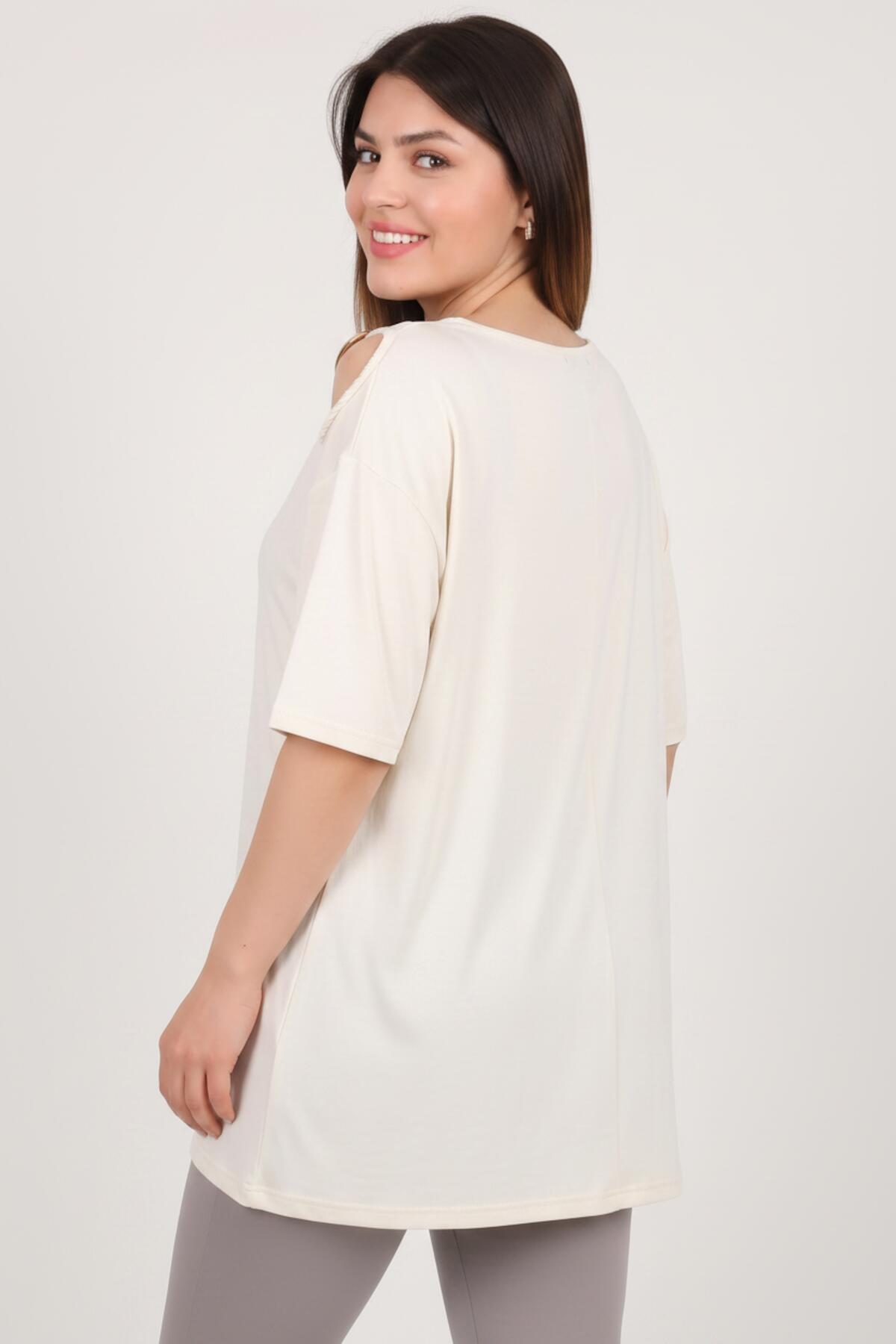 Off - White Buckle - Detail Blouse — Plus Size