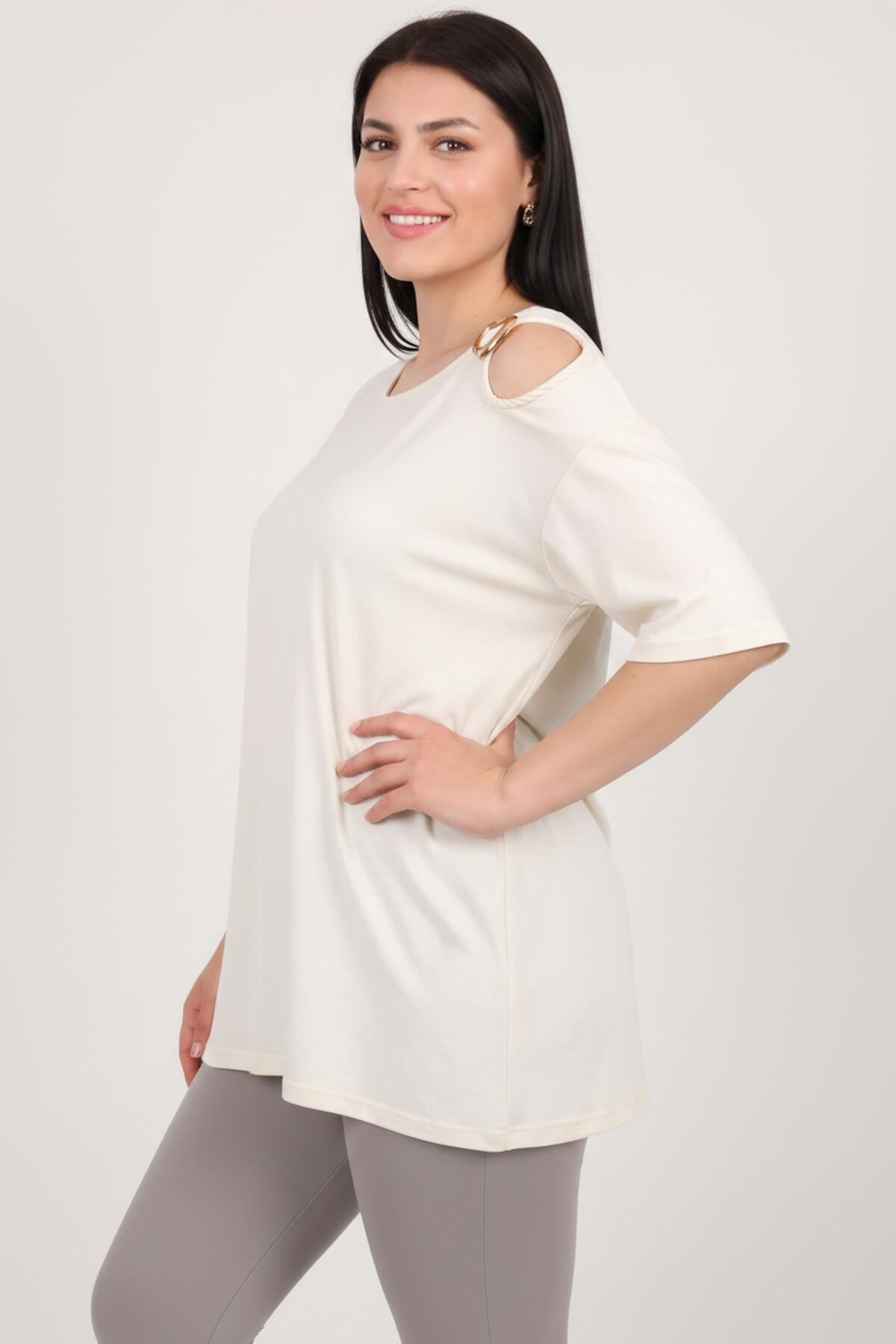 Off - White Buckle - Detail Blouse — Plus Size