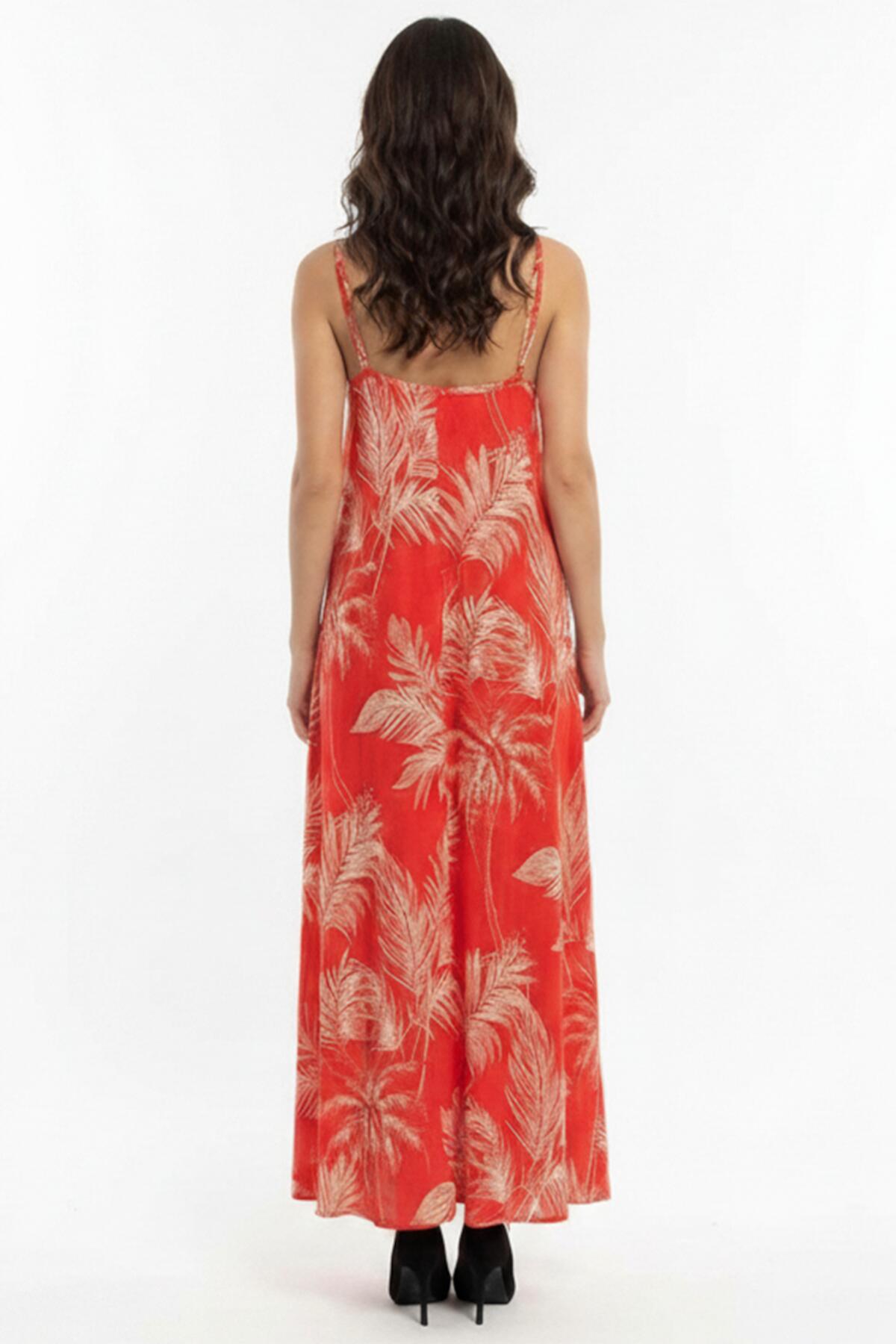 Patterned Spaghetti - Strap Dress