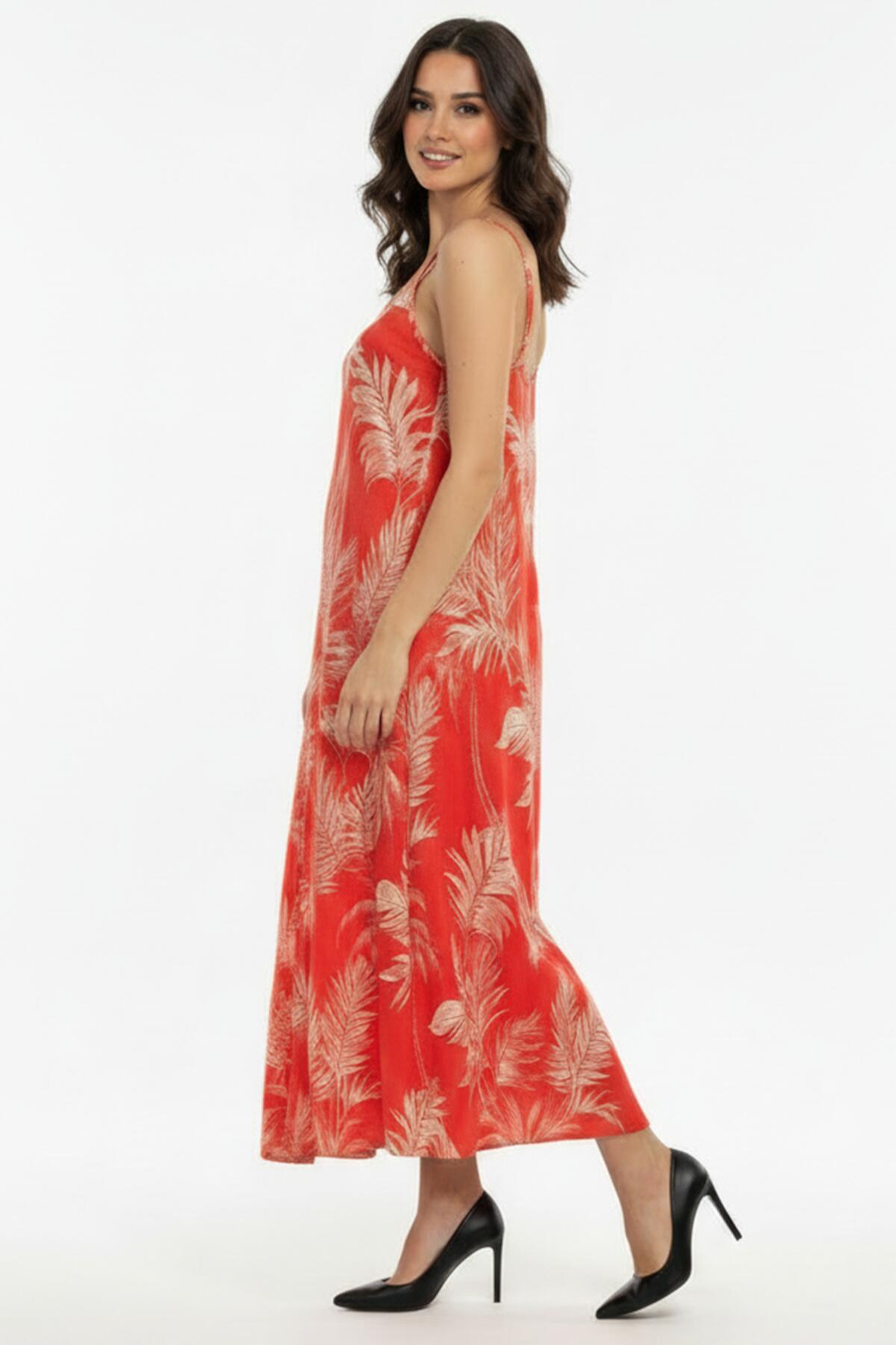 Patterned Spaghetti - Strap Dress