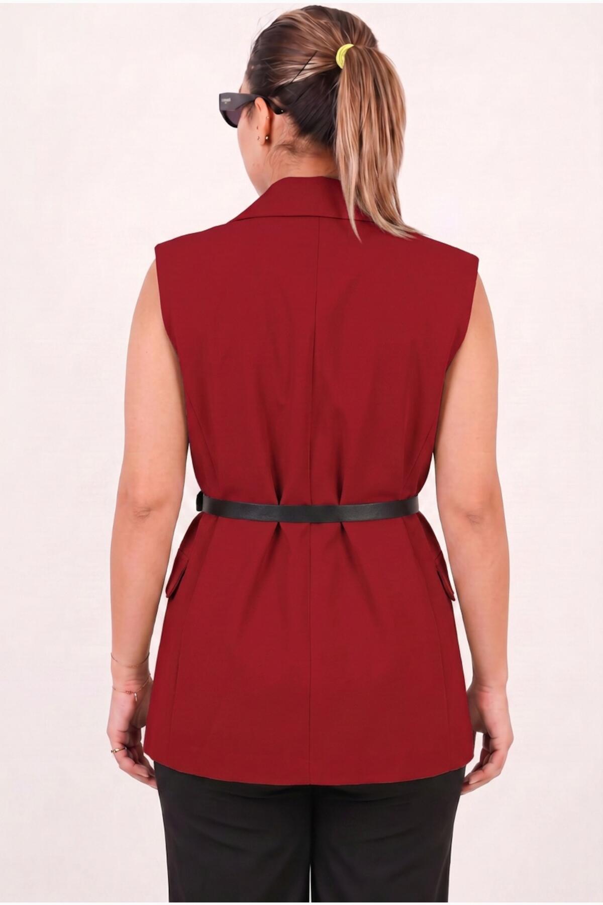 Burgundy Belted Vest