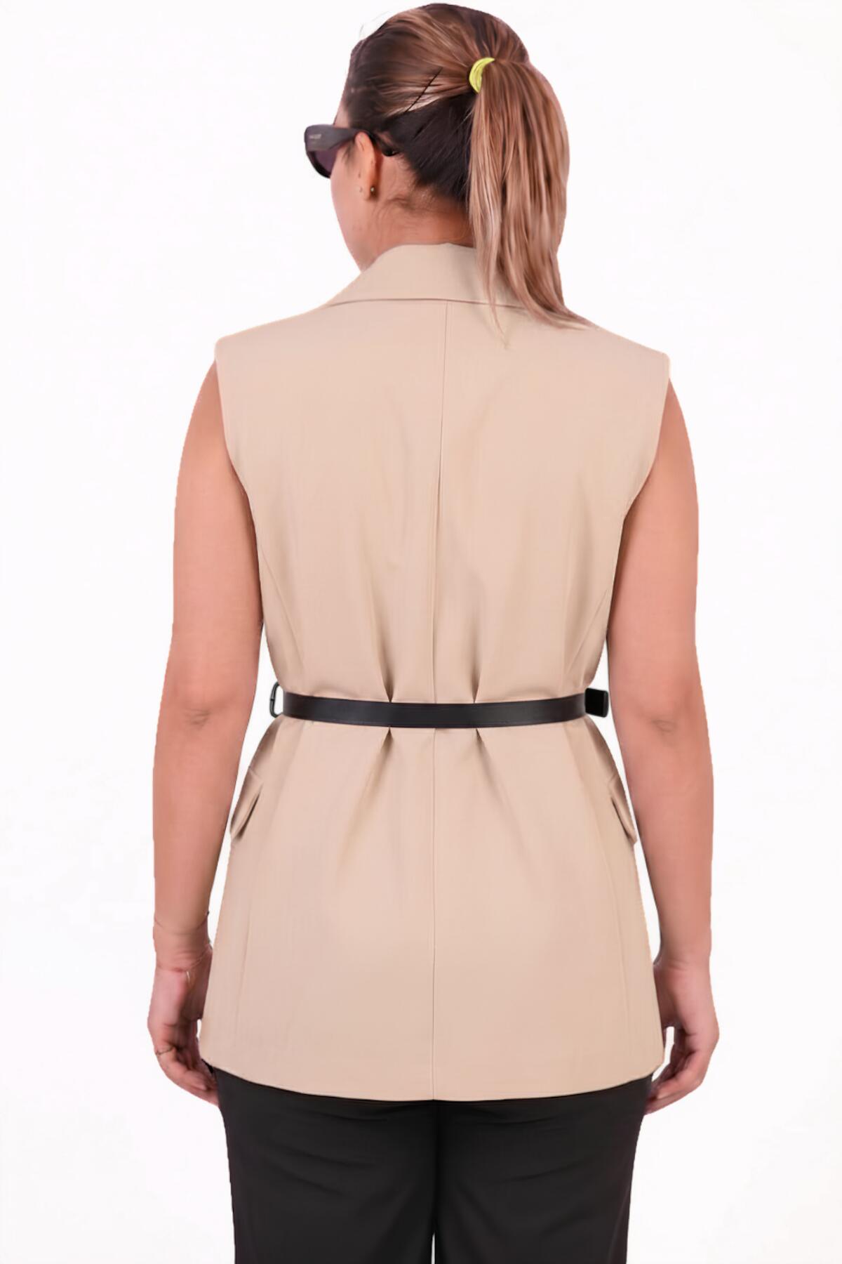 Beige Belted Vest