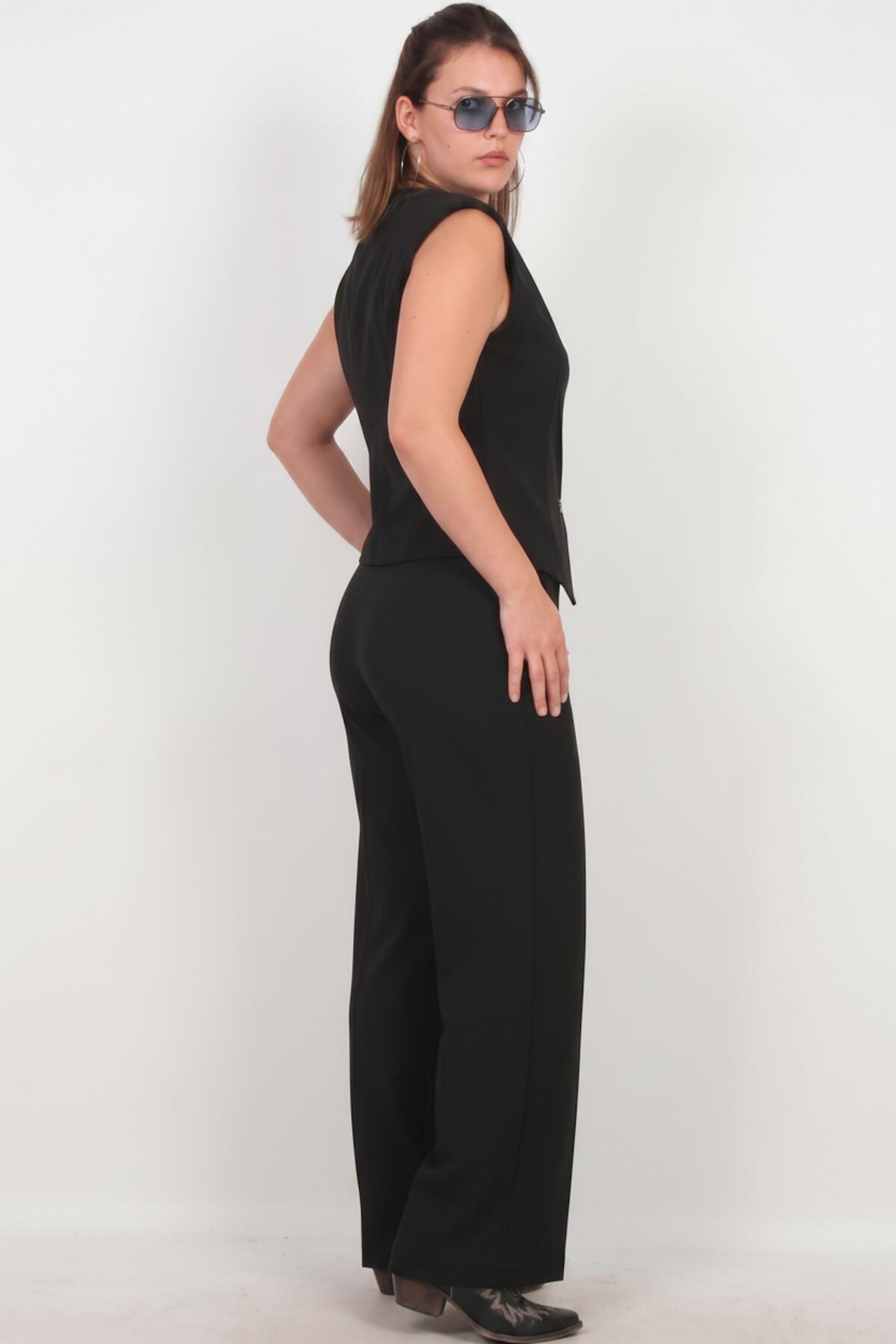 Black Tailored Vest Set — Plus Size
