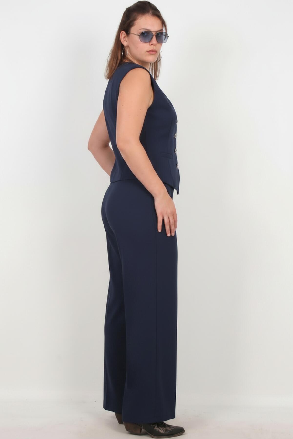 Plus - Size Navy Vest Set