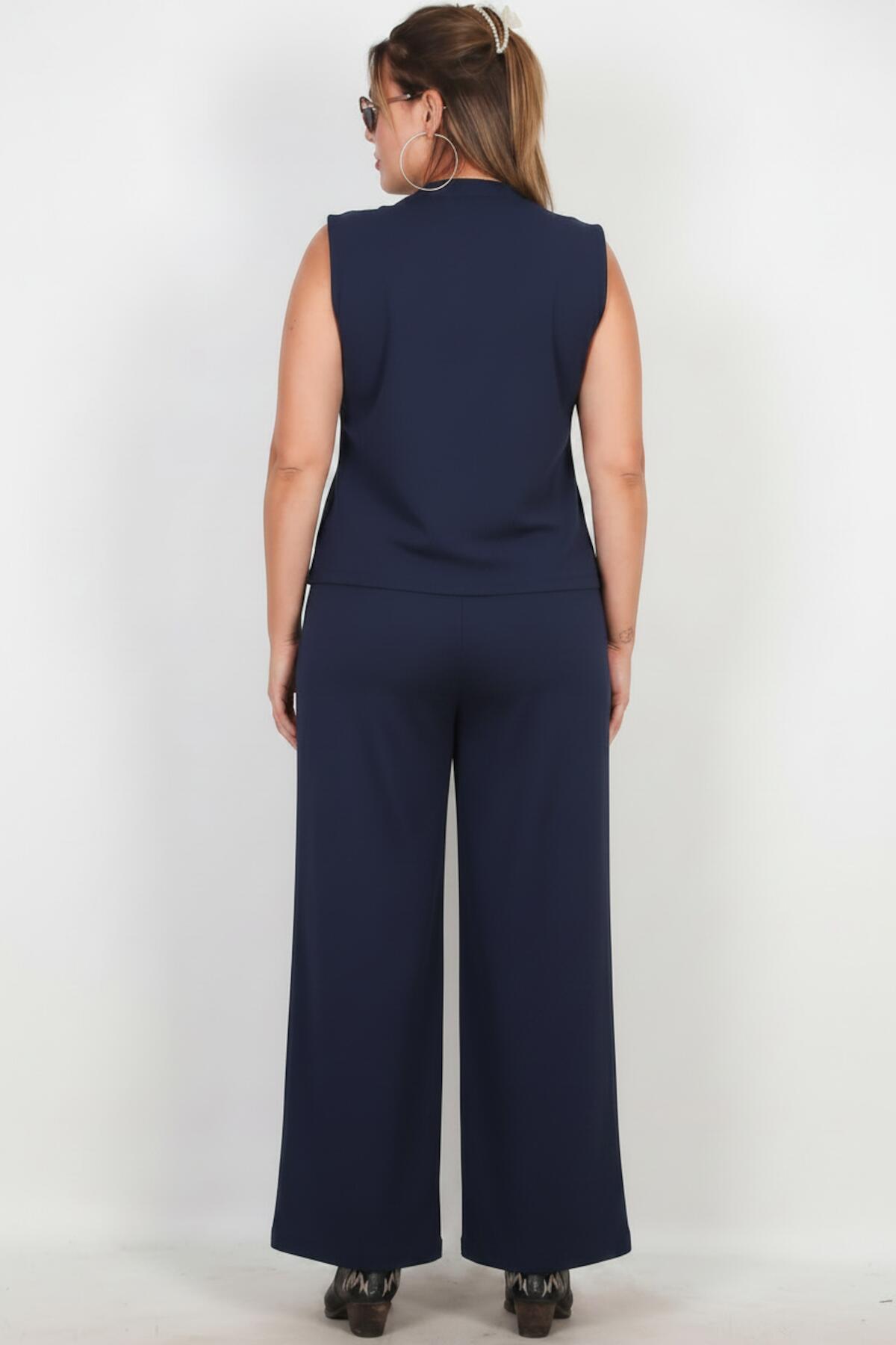 Plus - Size Navy Vest Set