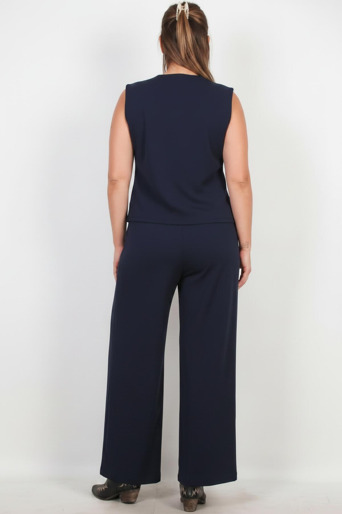 Plus - Size Navy Vest Set