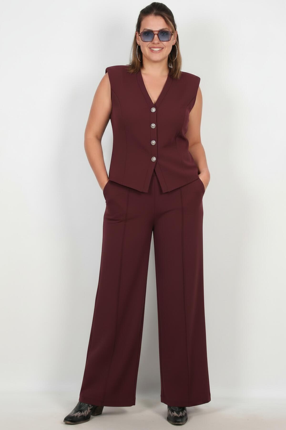 Burgundy Vest Set — Plus Size