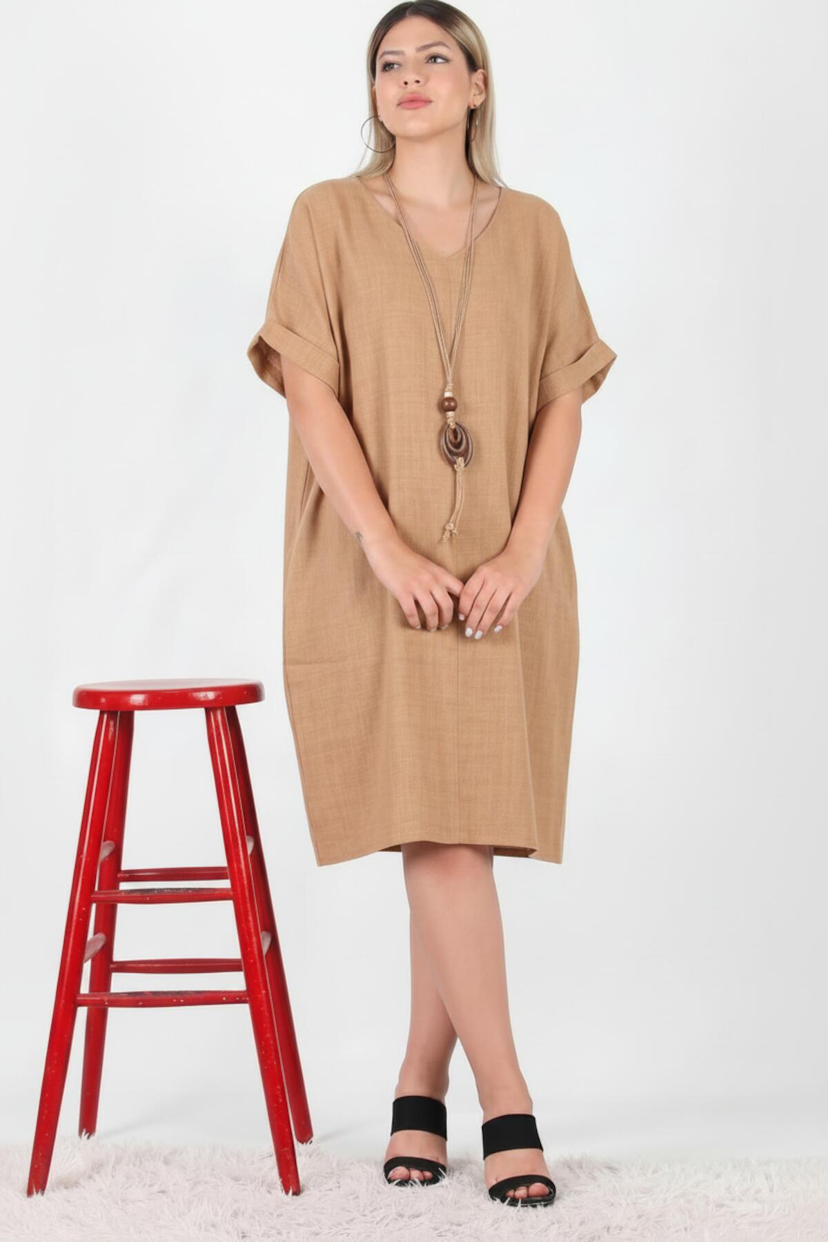Plus - Size Necklace Dress — Taupe