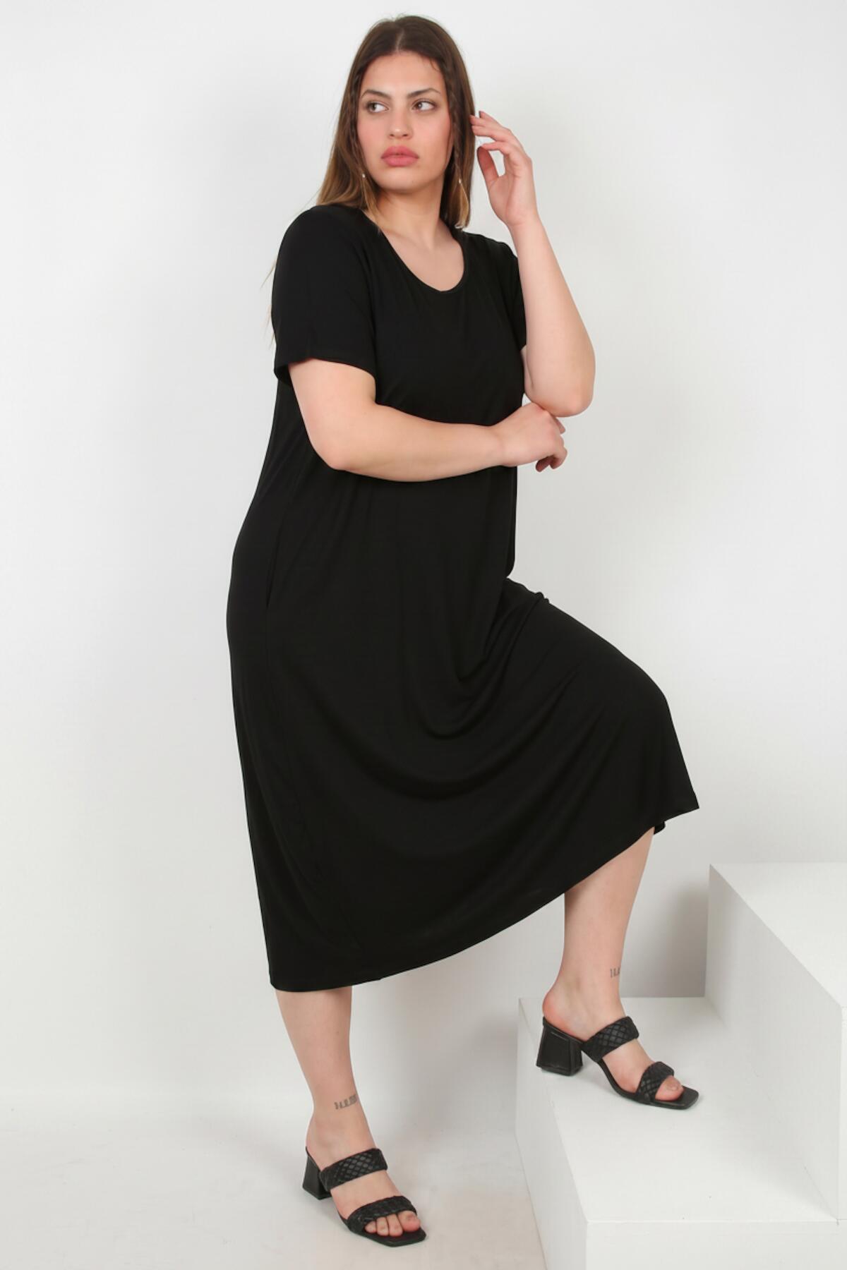 Oversized Dress With Side Pockets — Black