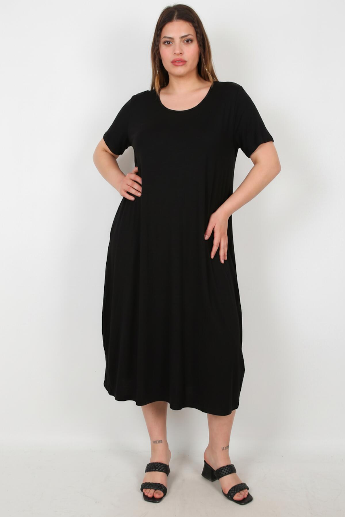 Oversized Dress With Side Pockets — Black