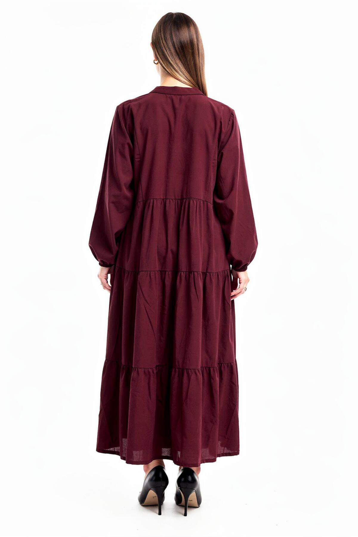 Plus - Size Burgundy Button - Front Maxi Dress