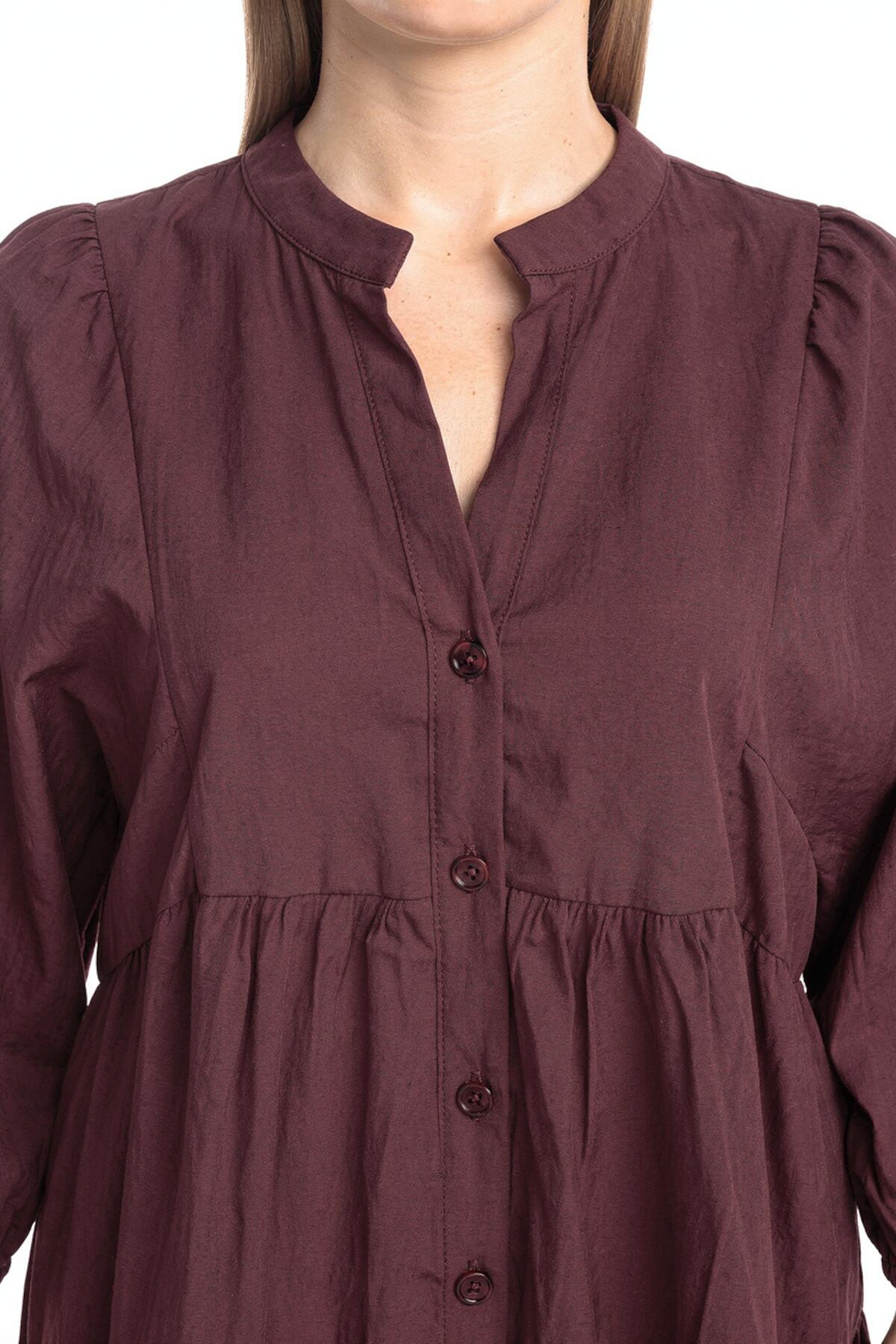 Plus - Size Burgundy Button - Front Maxi Dress