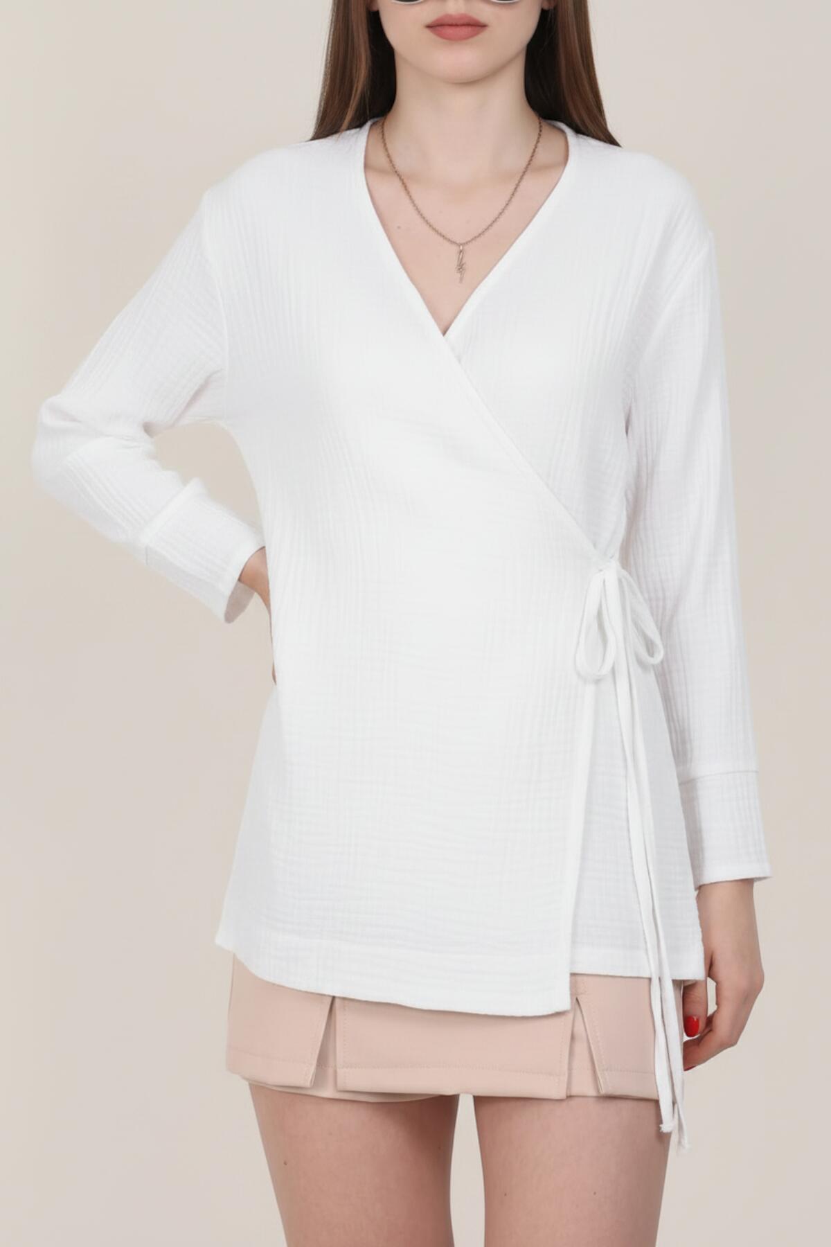 Muslin Wrap Kimono Tunic — White