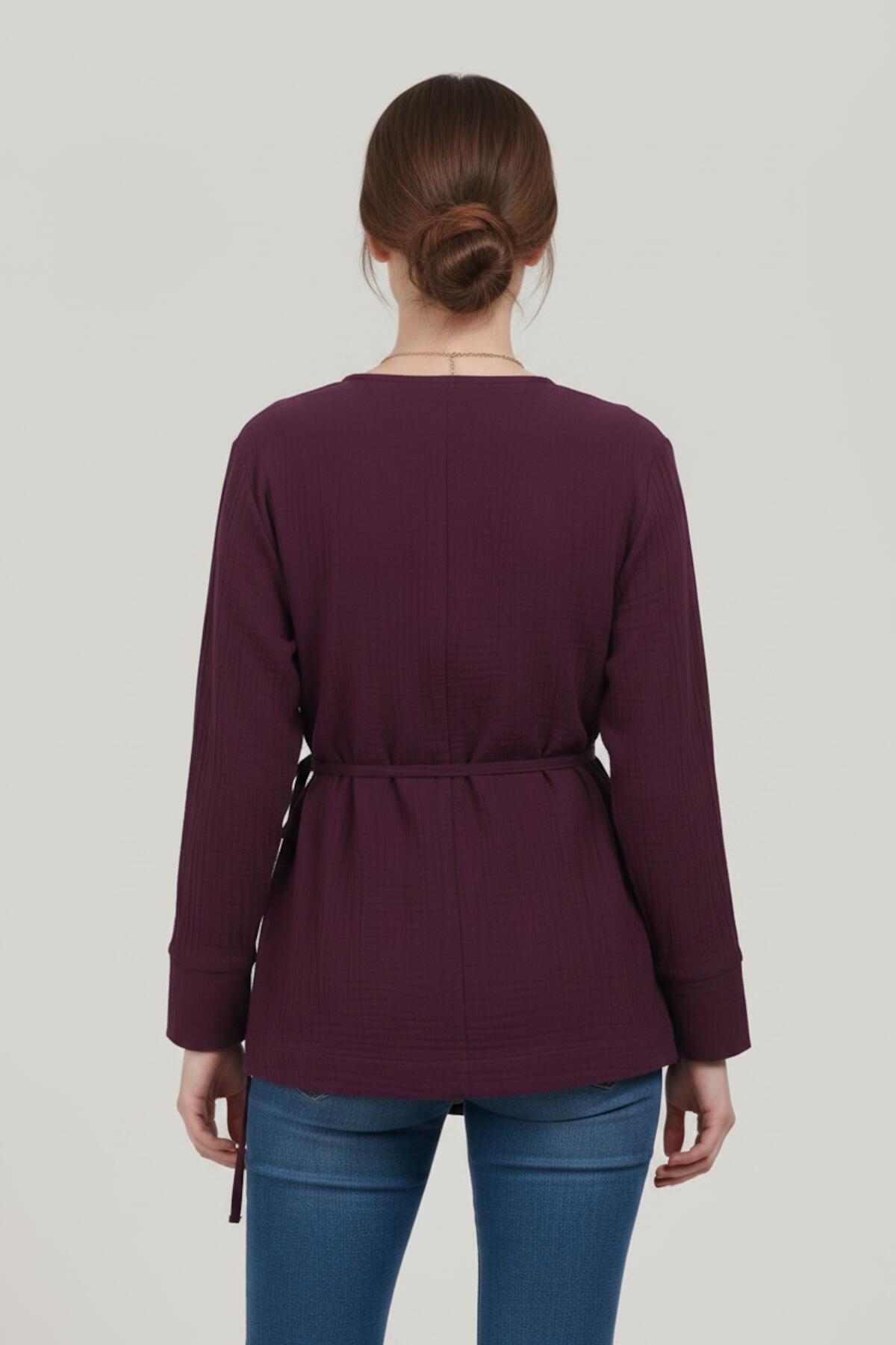 Plum Muslin Wrap Kimono Tunic