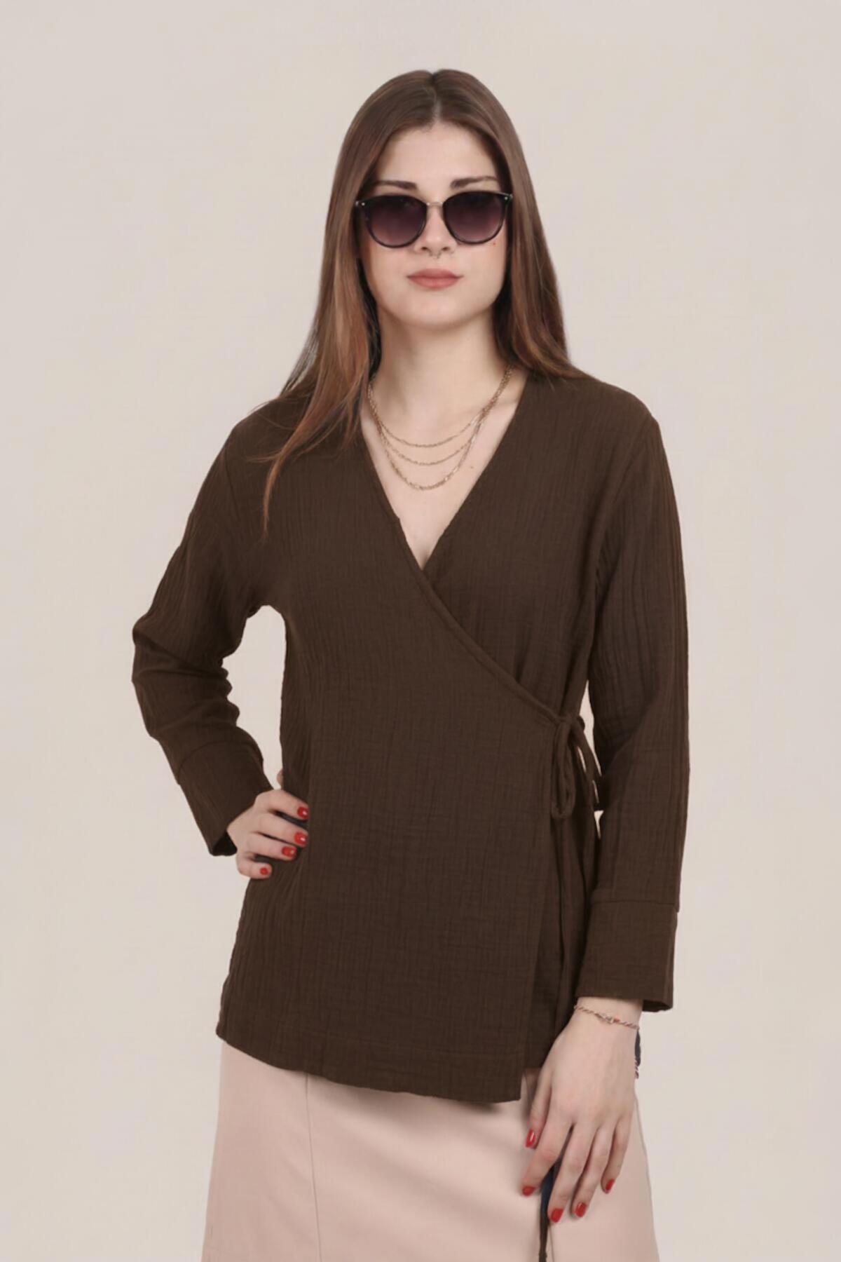 Brown Muslin Wrap Tunic