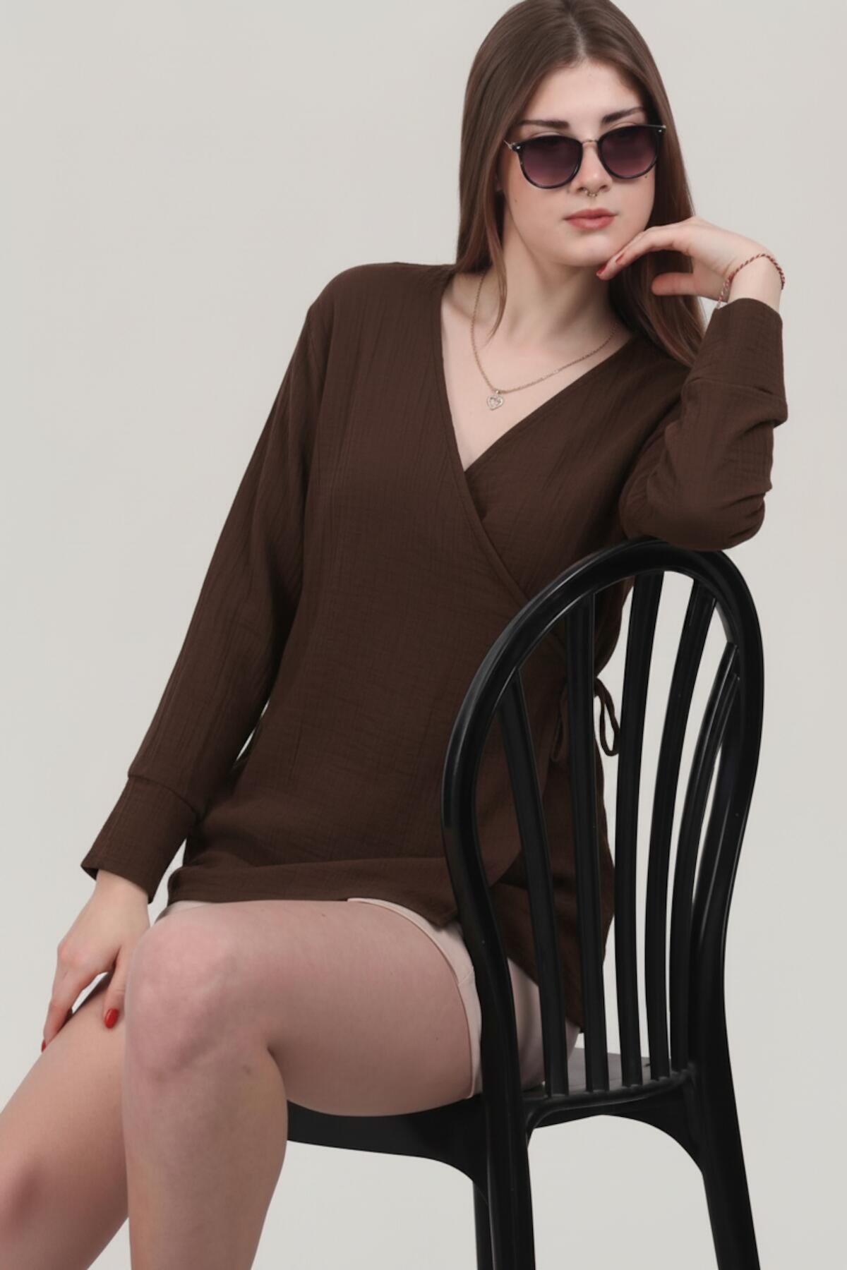 Brown Muslin Wrap Tunic