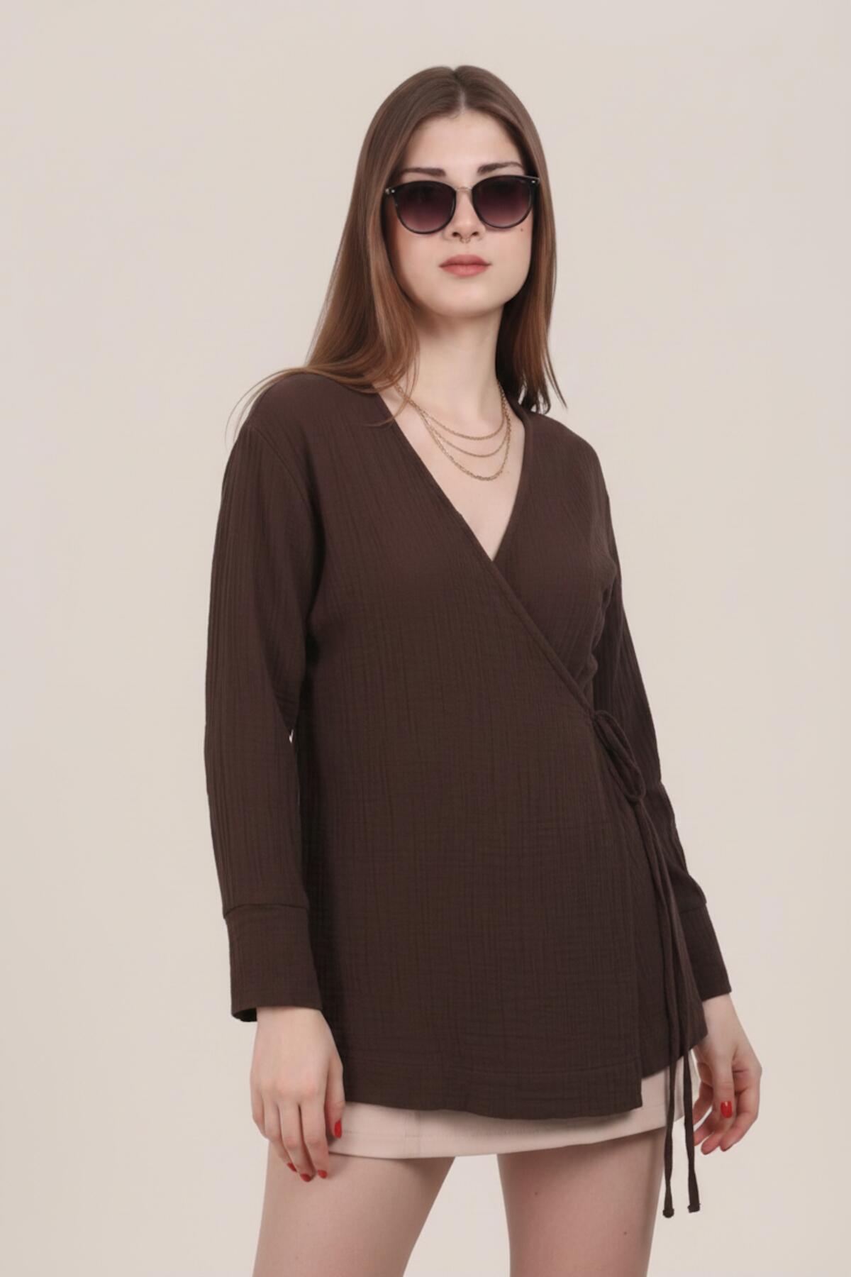 Brown Muslin Wrap Tunic