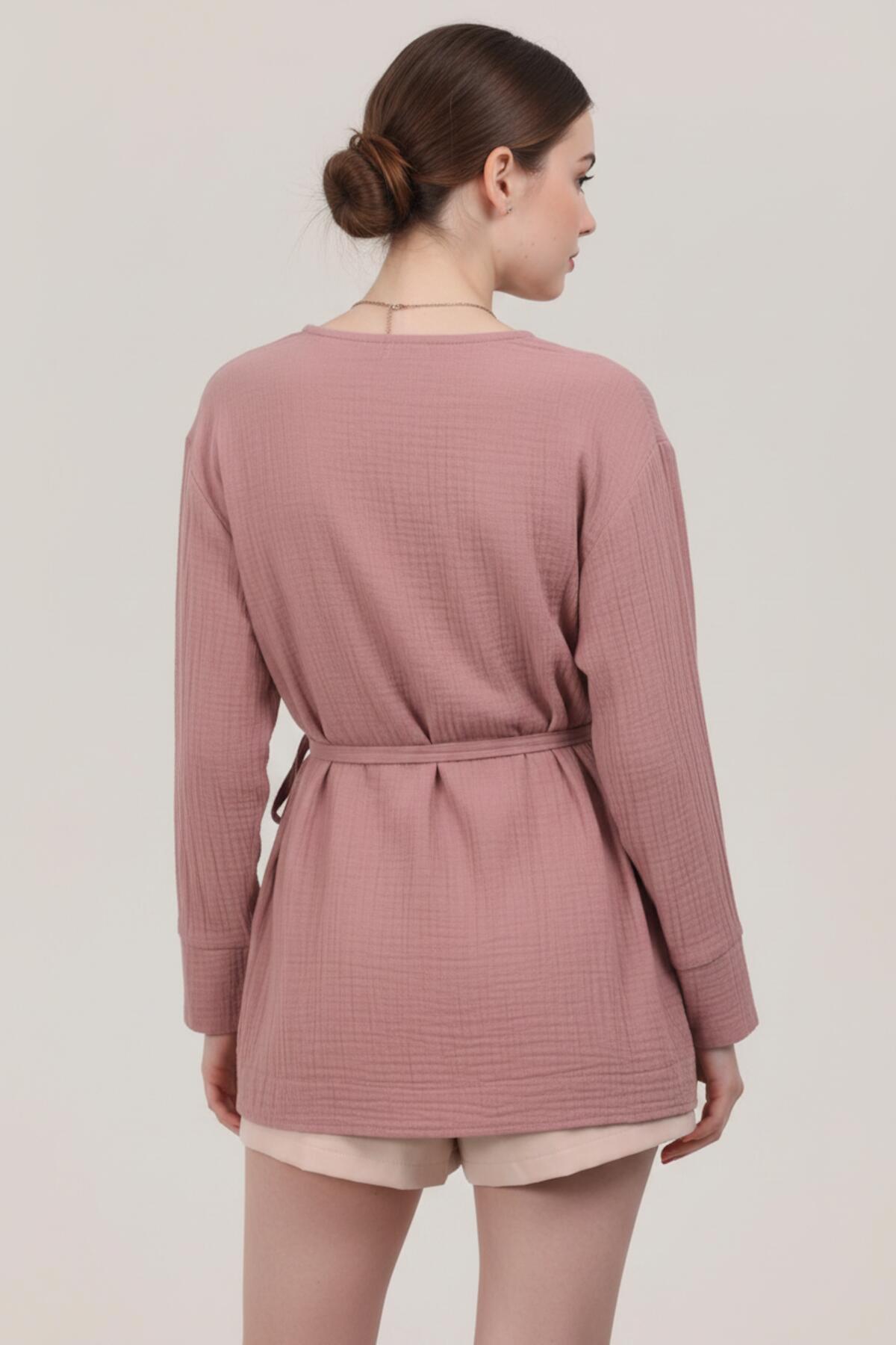 Muslin Wrap Kimono Tunic — Pink