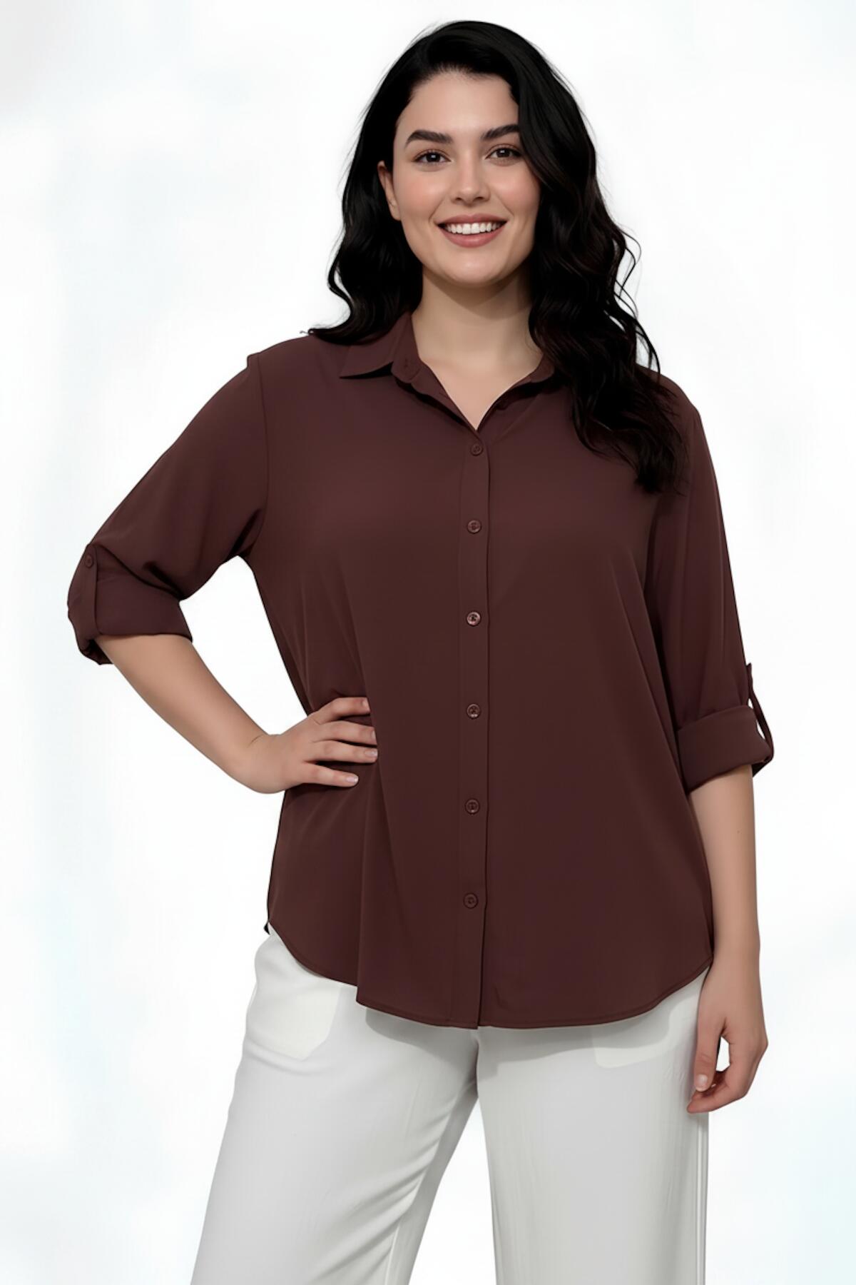 Plus - Size Shirt, Dark Brown