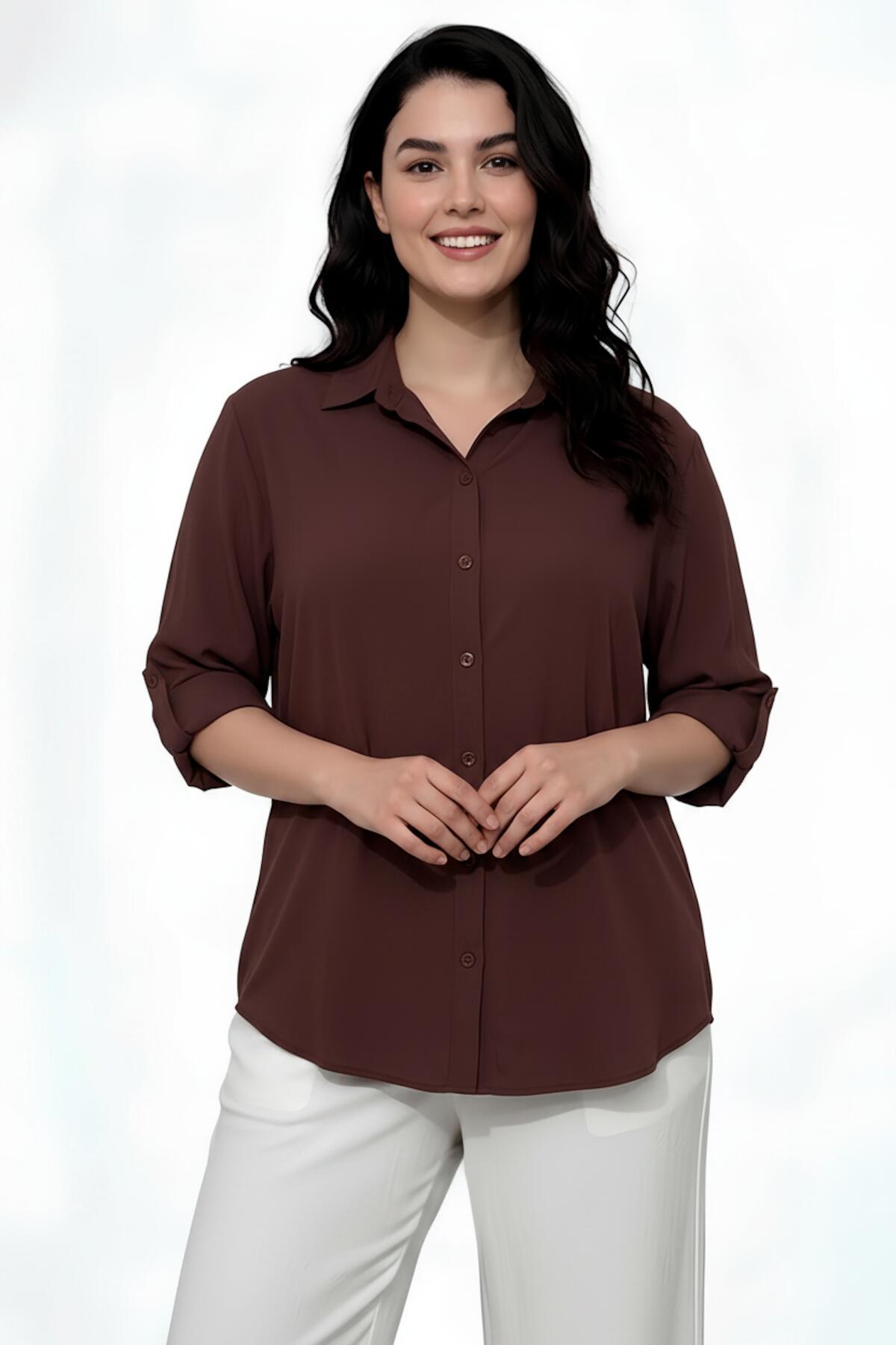 Plus - Size Shirt, Dark Brown