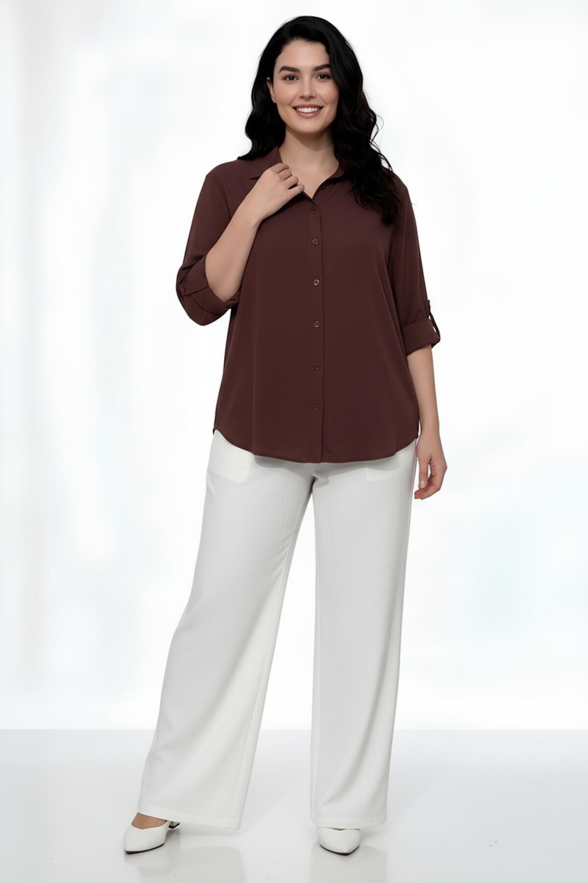 Plus - Size Shirt, Dark Brown