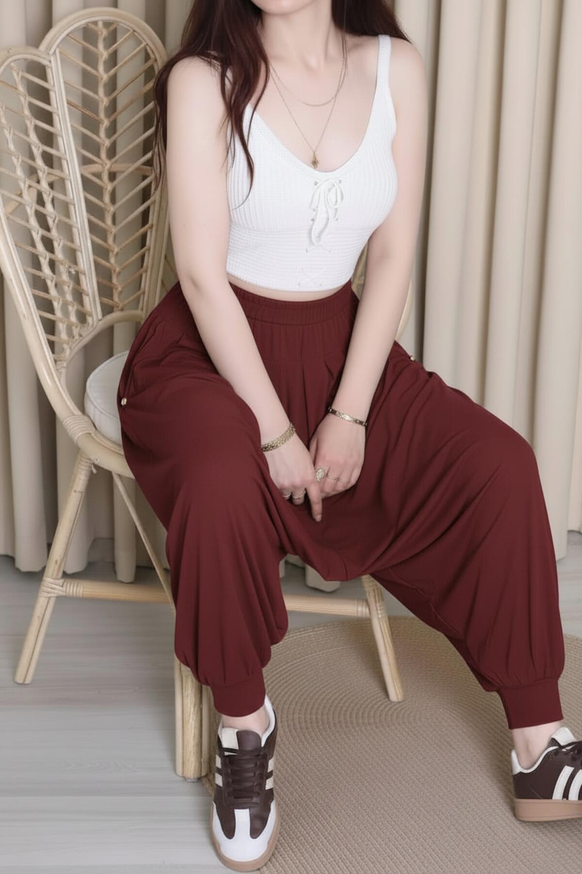 Sandy Balloon Trousers — Burgundy