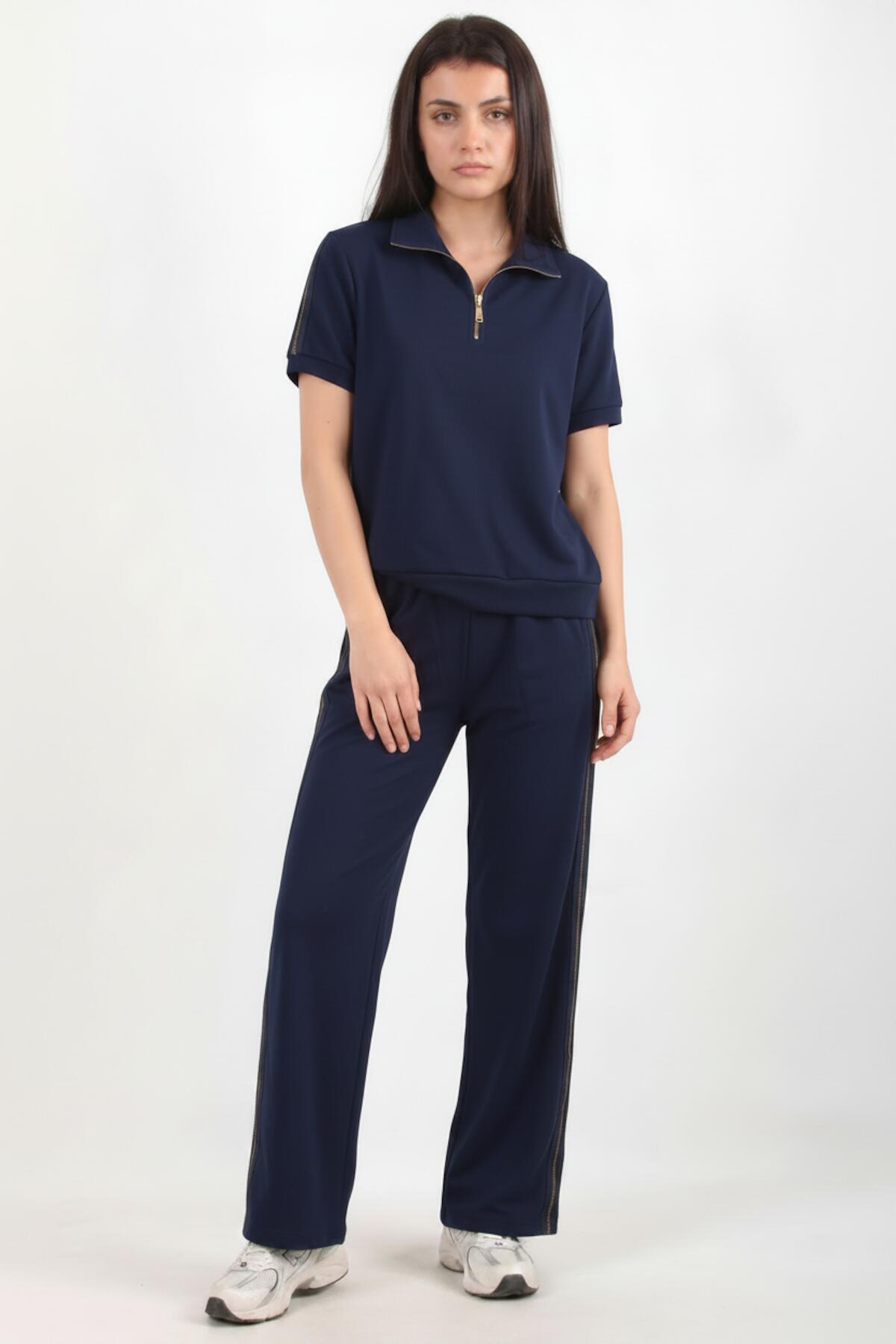 Half‑Zip Set With Side Stripe — Navy