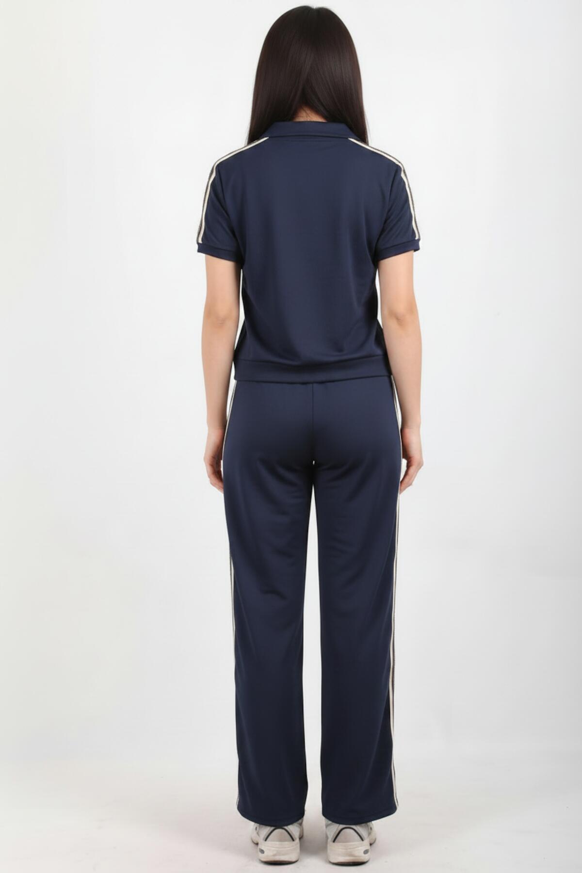 Half‑Zip Set With Side Stripe — Navy