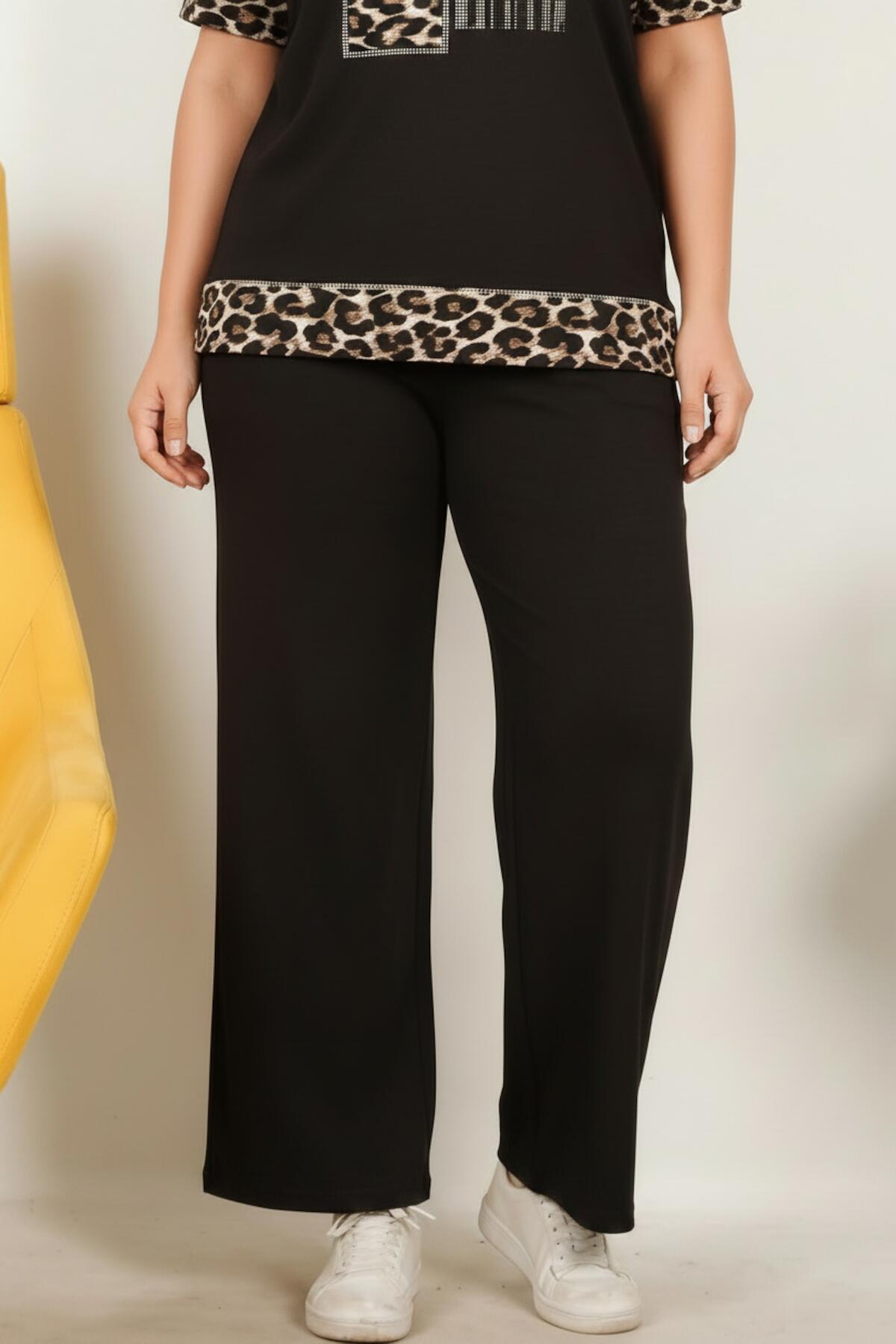 Plus - Size Leopard - Print Short - Sleeve Set — Leopard