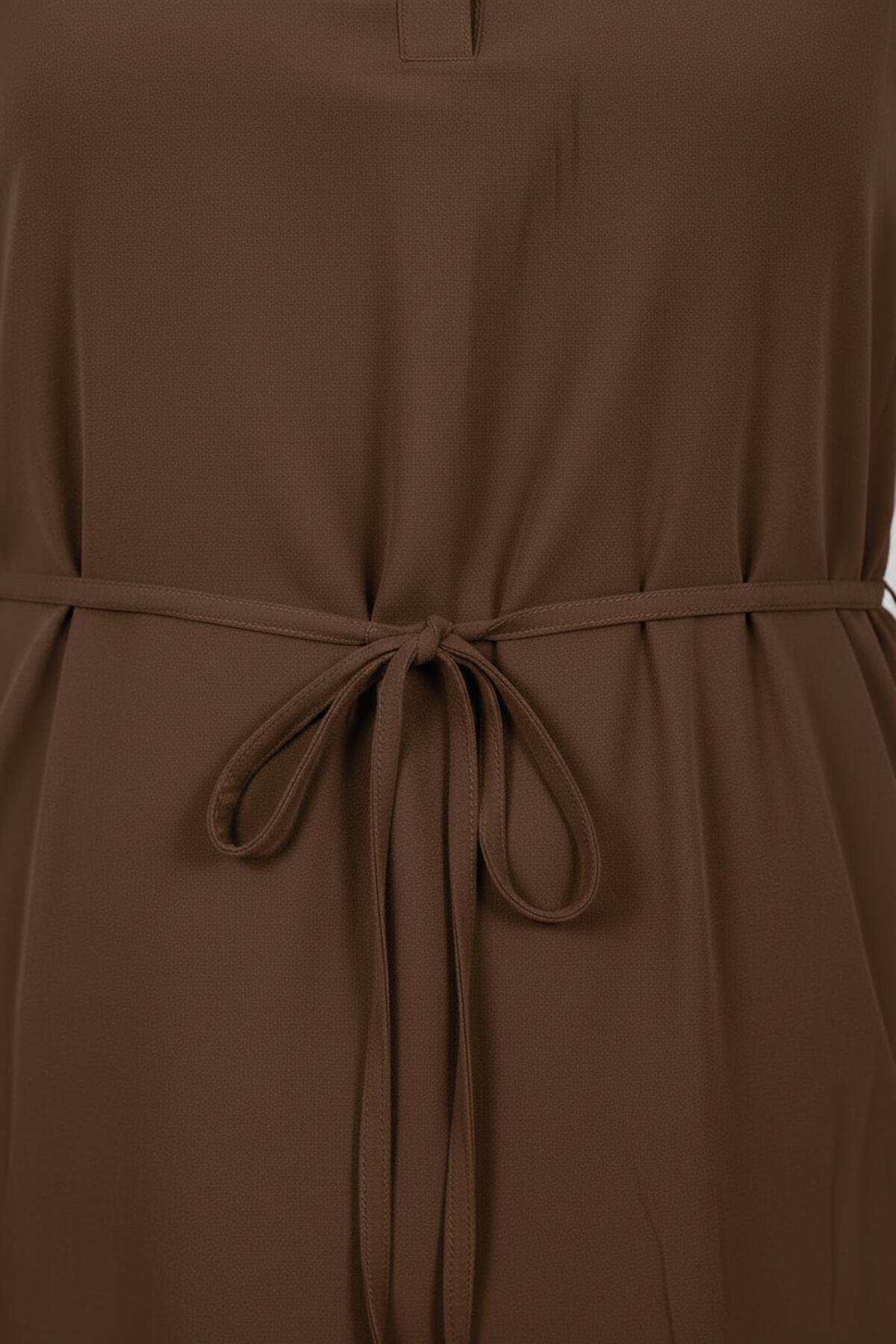 Plus - Size Modal Cupra Shirt - Collar Dress — Brown