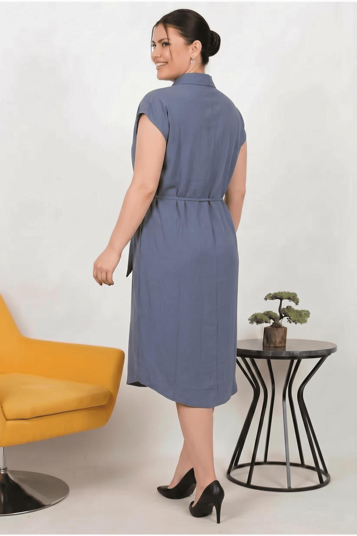 Plus - Size Modal Cupra Shirt Dress, Indigo