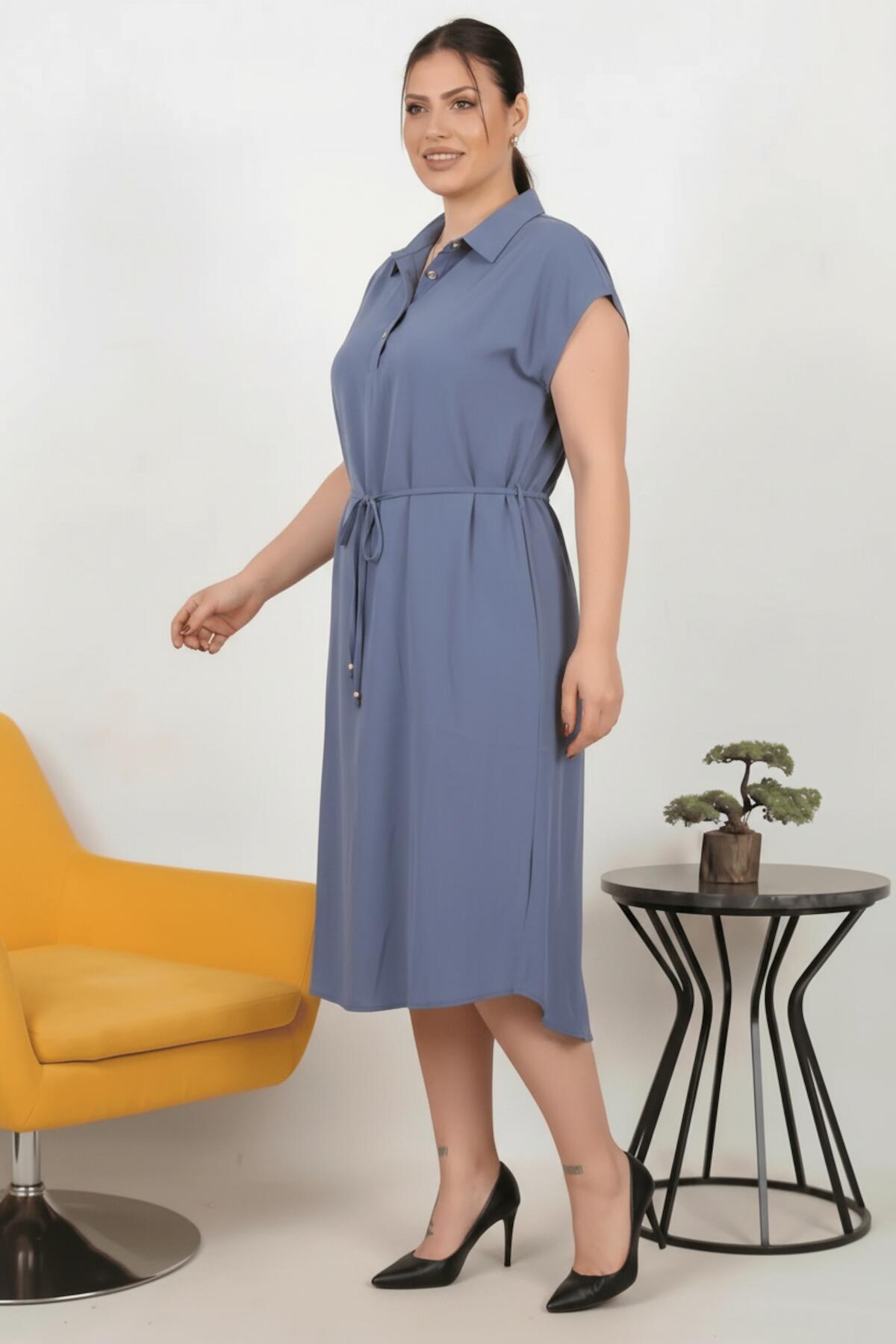 Plus - Size Modal Cupra Shirt Dress, Indigo