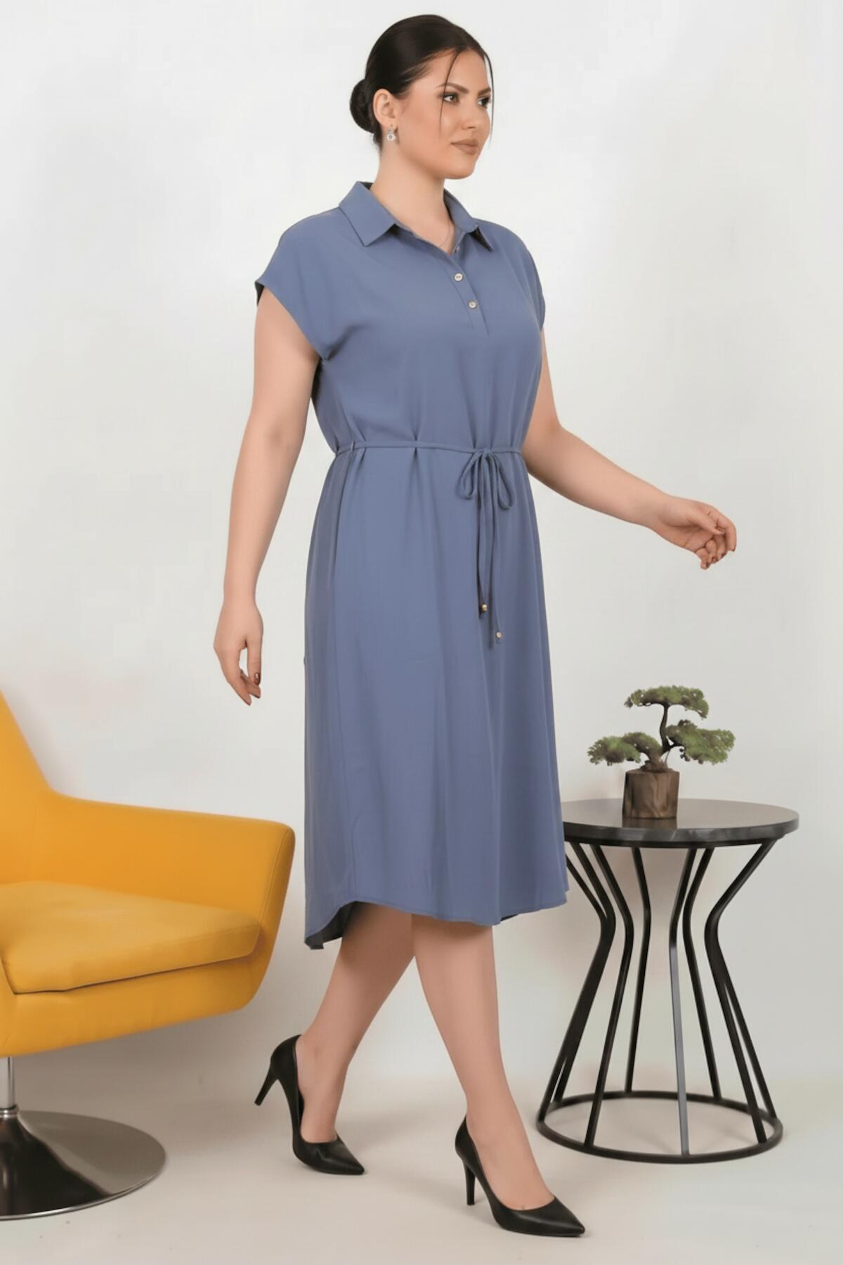 Plus - Size Modal Cupra Shirt Dress, Indigo