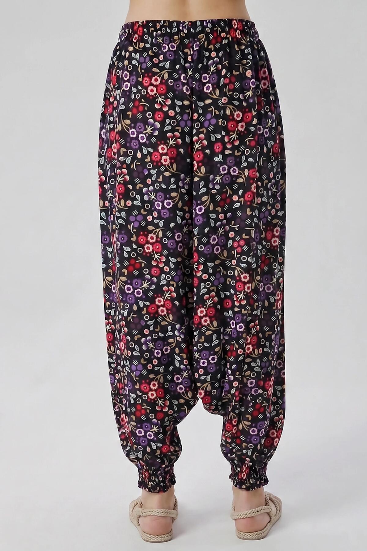 Multicolor Jersey Harem Trousers