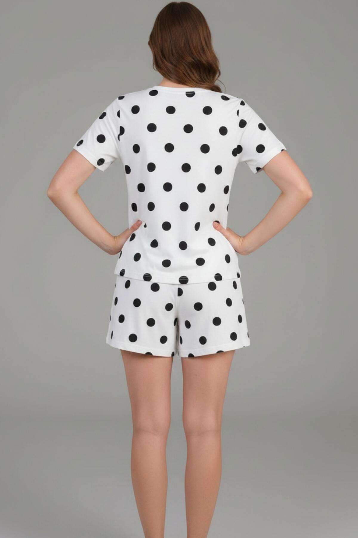 White Patterned Short‑Sleeve Pyjama Set