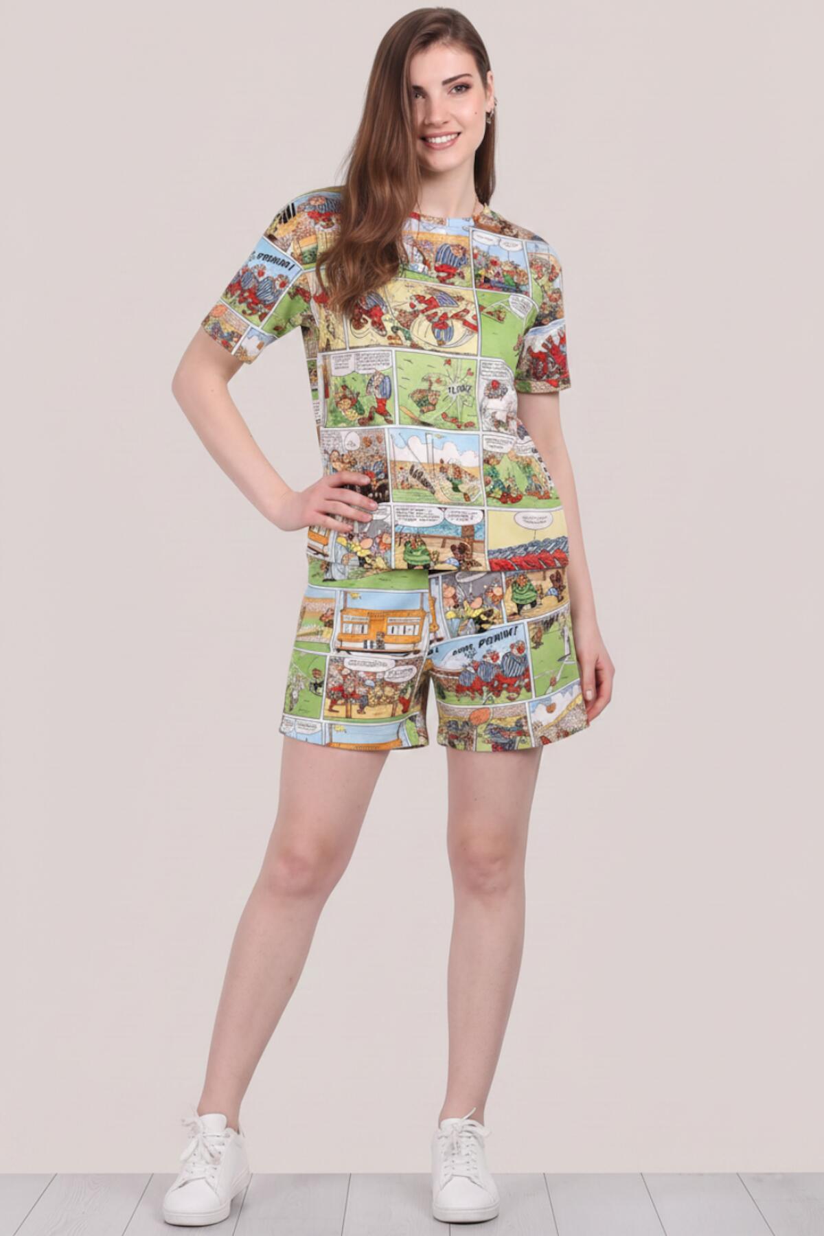 Women's Printed Short - Sleeve Pyjama Set — Multicolour