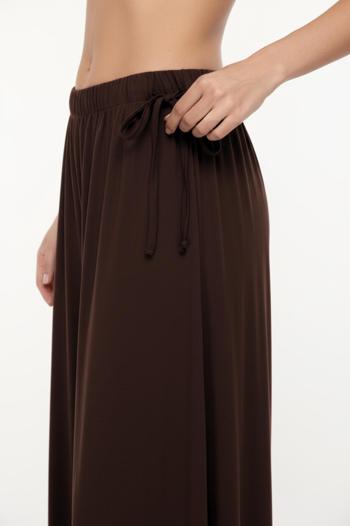 Side - Tie Harem Pants, Brown