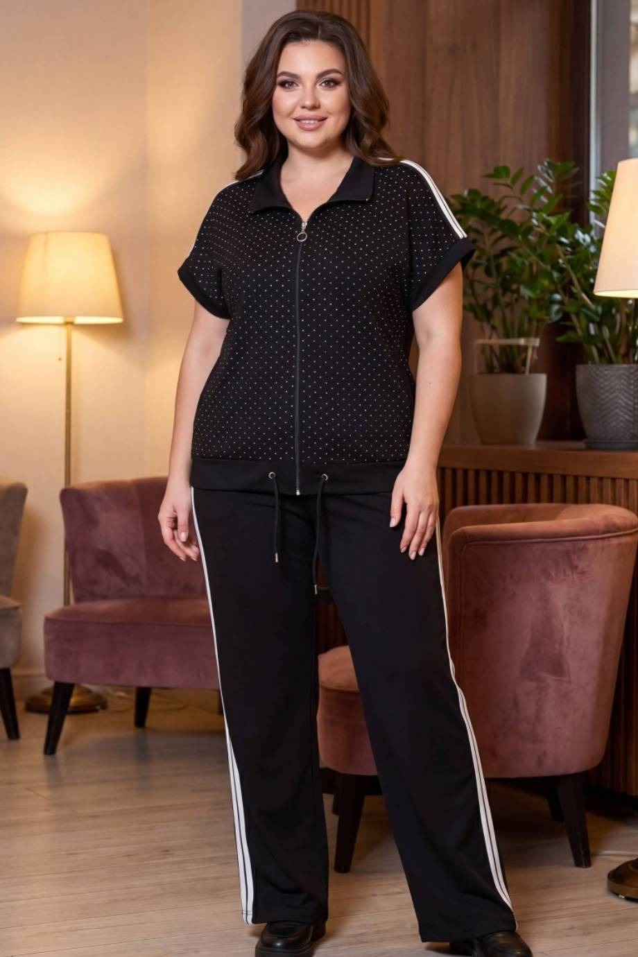 Plus - Size Stone - Trim Two - Piece Set — Black