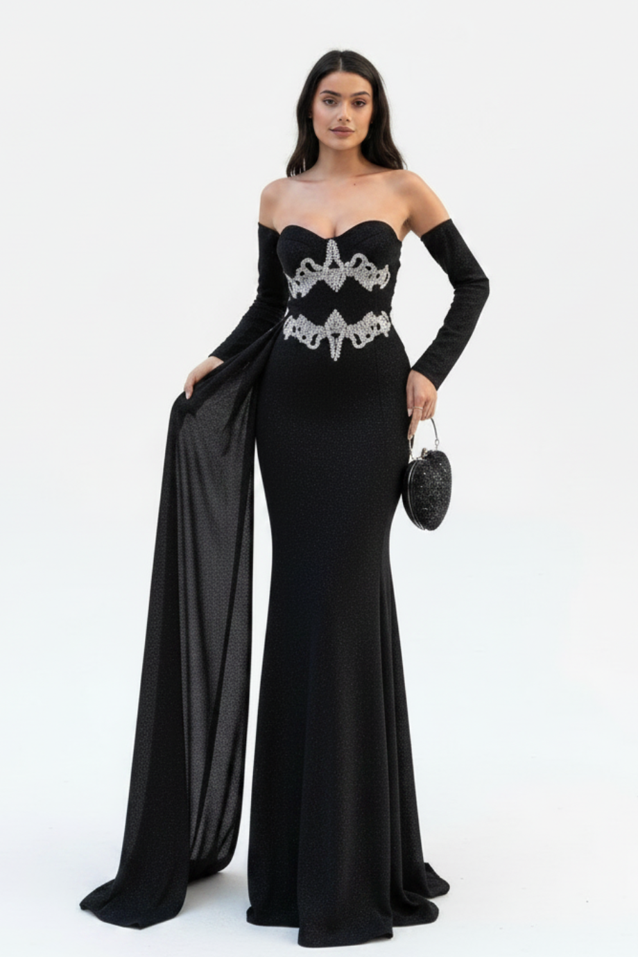 Black Strapless Mermaid Evening Dress