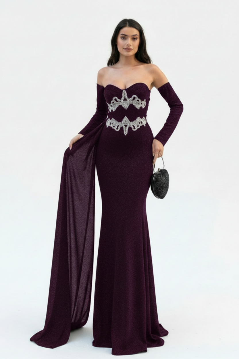 Purple Stone - Embellished Mermaid Gown