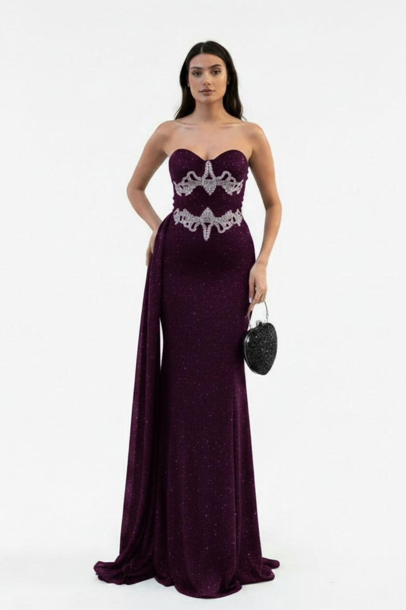 Purple Stone - Embellished Mermaid Gown